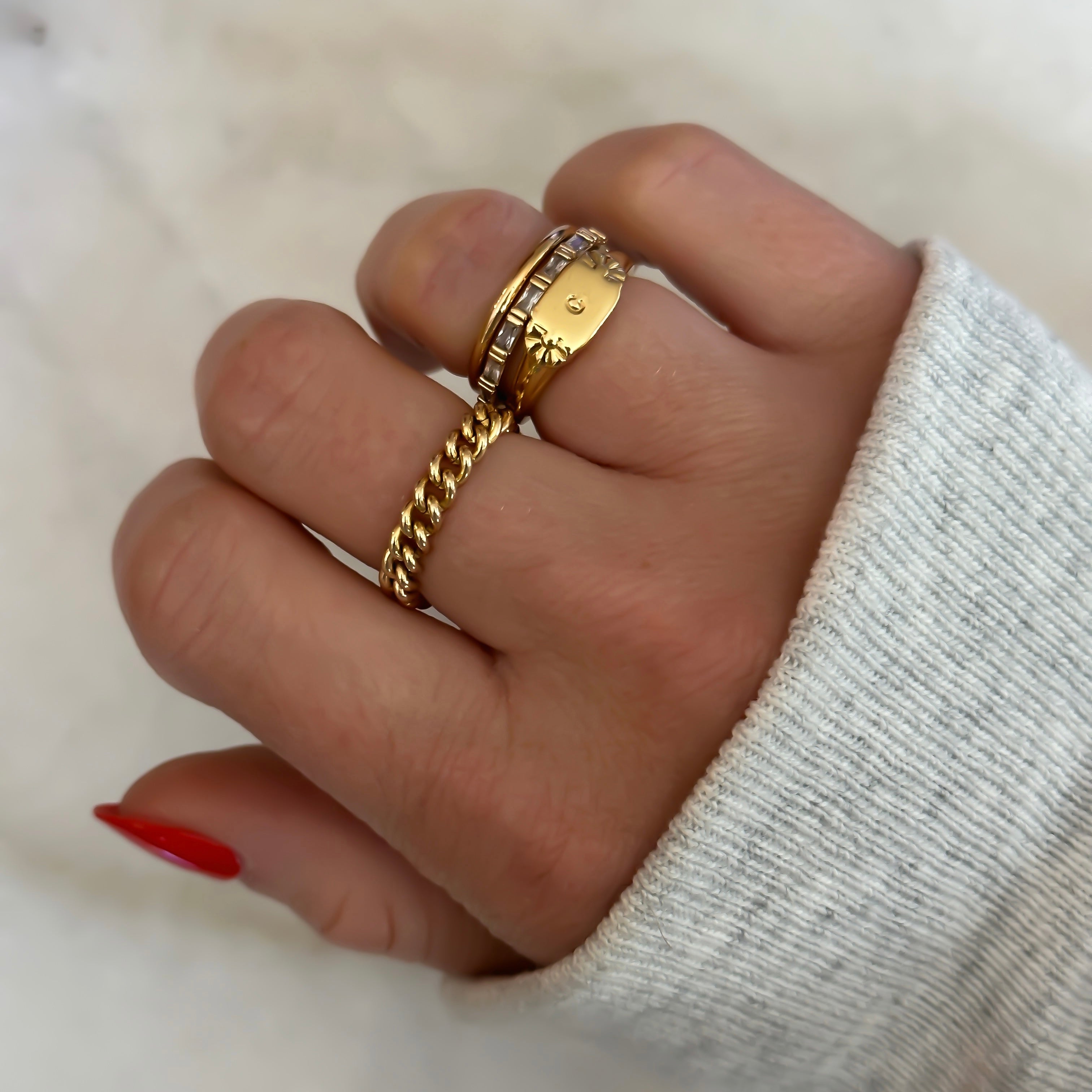 Flora Initial Signet Ring