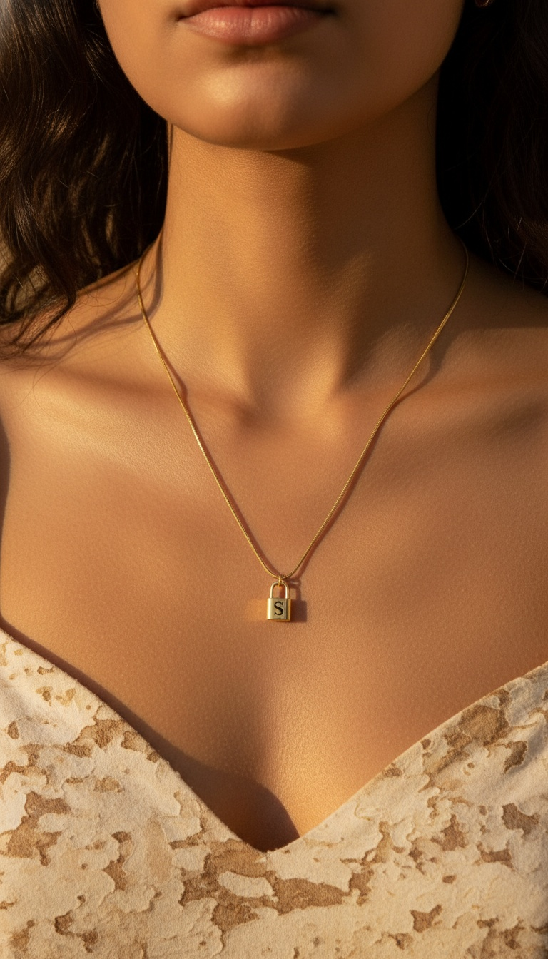 Monogram Padlock Necklace