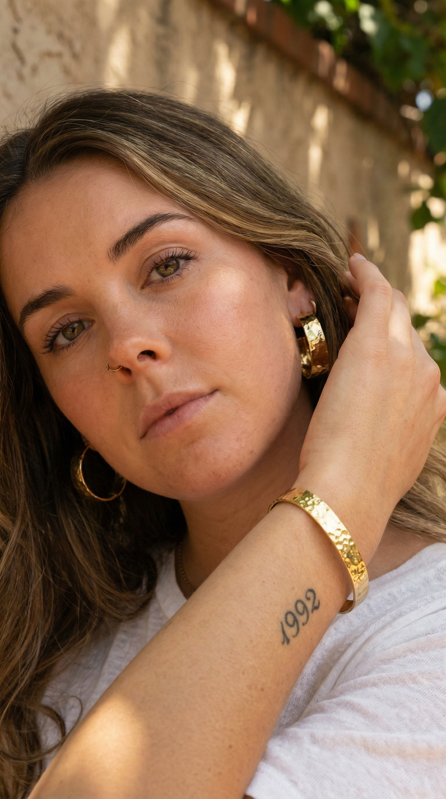 Hammered Cuff & Hoops Set