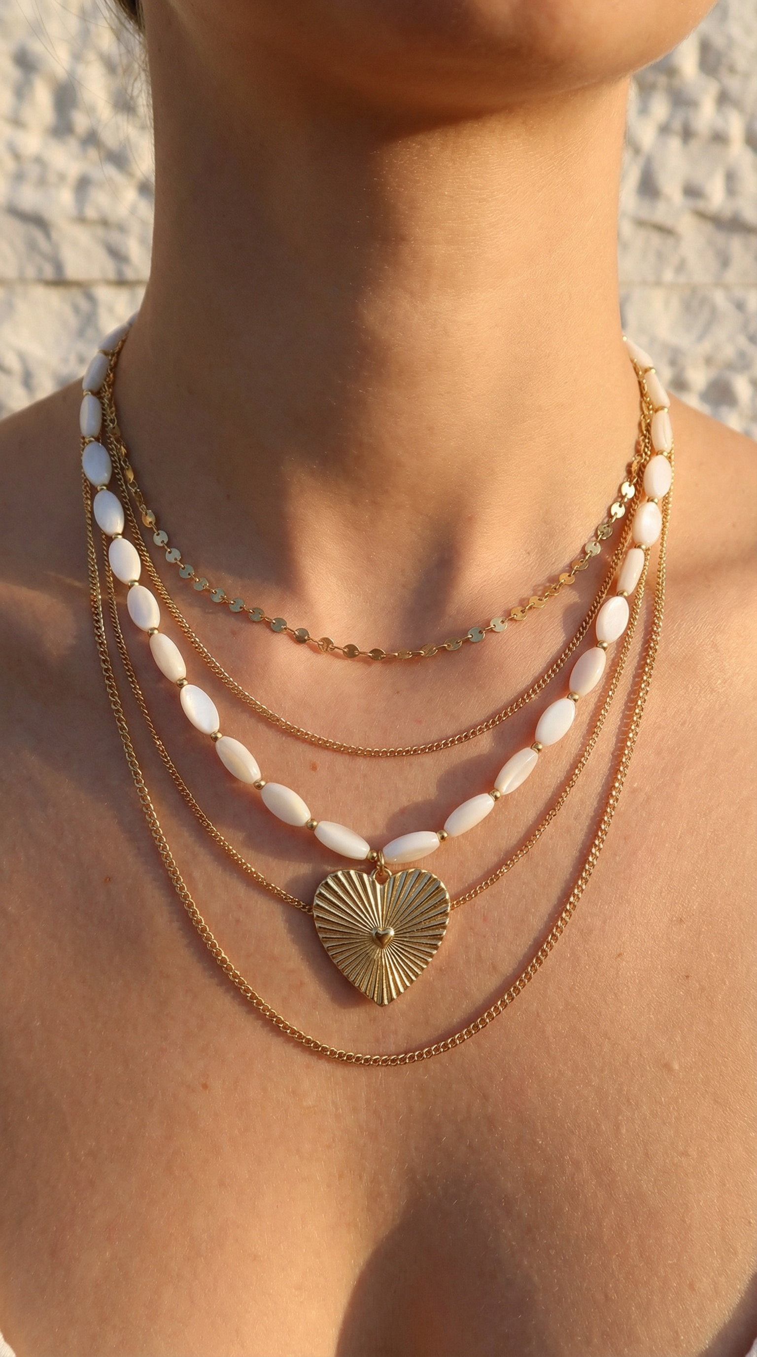 Pearl Beaded Radiant Heart Pendant Necklace