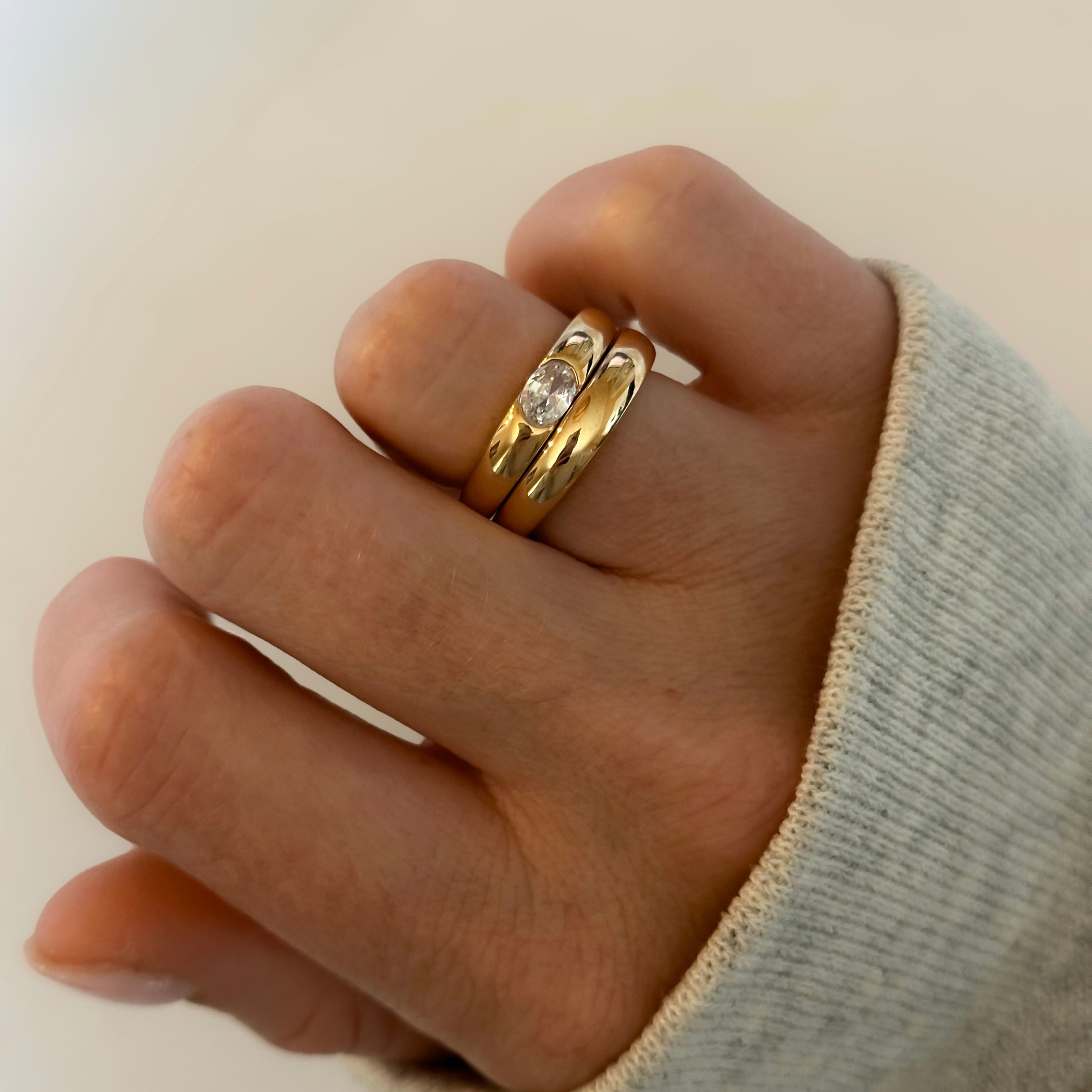 Double Band Gold Ring Set