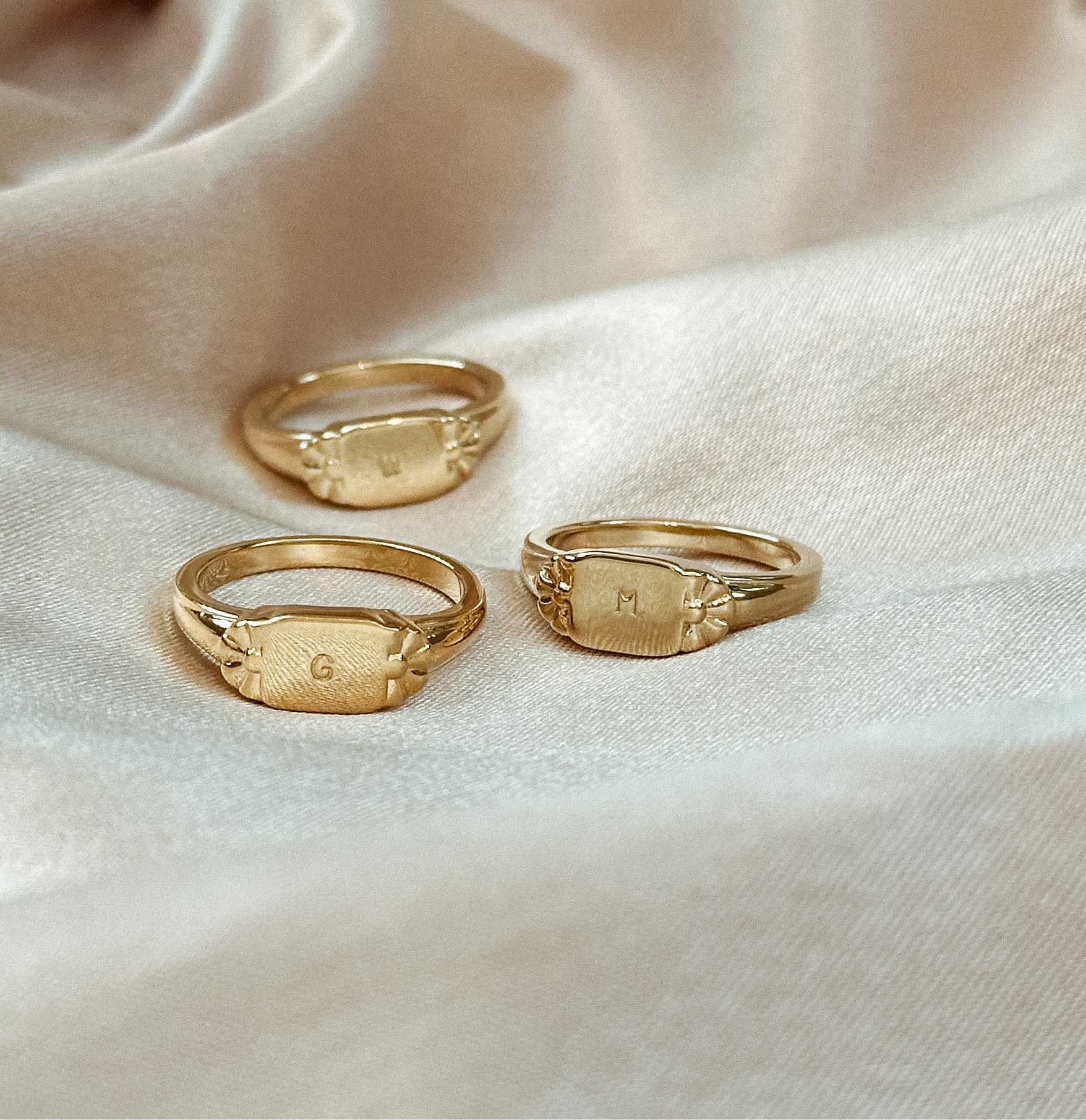 Flora Initial Signet Ring