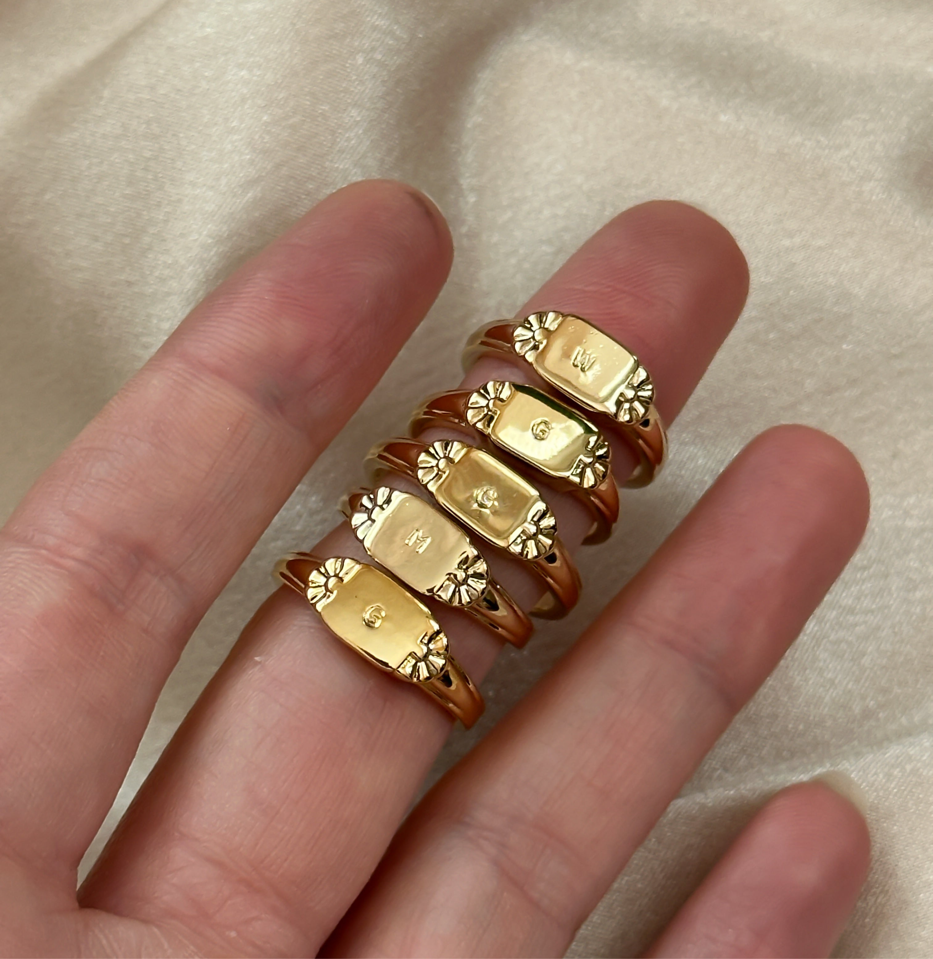 Flora Initial Signet Ring