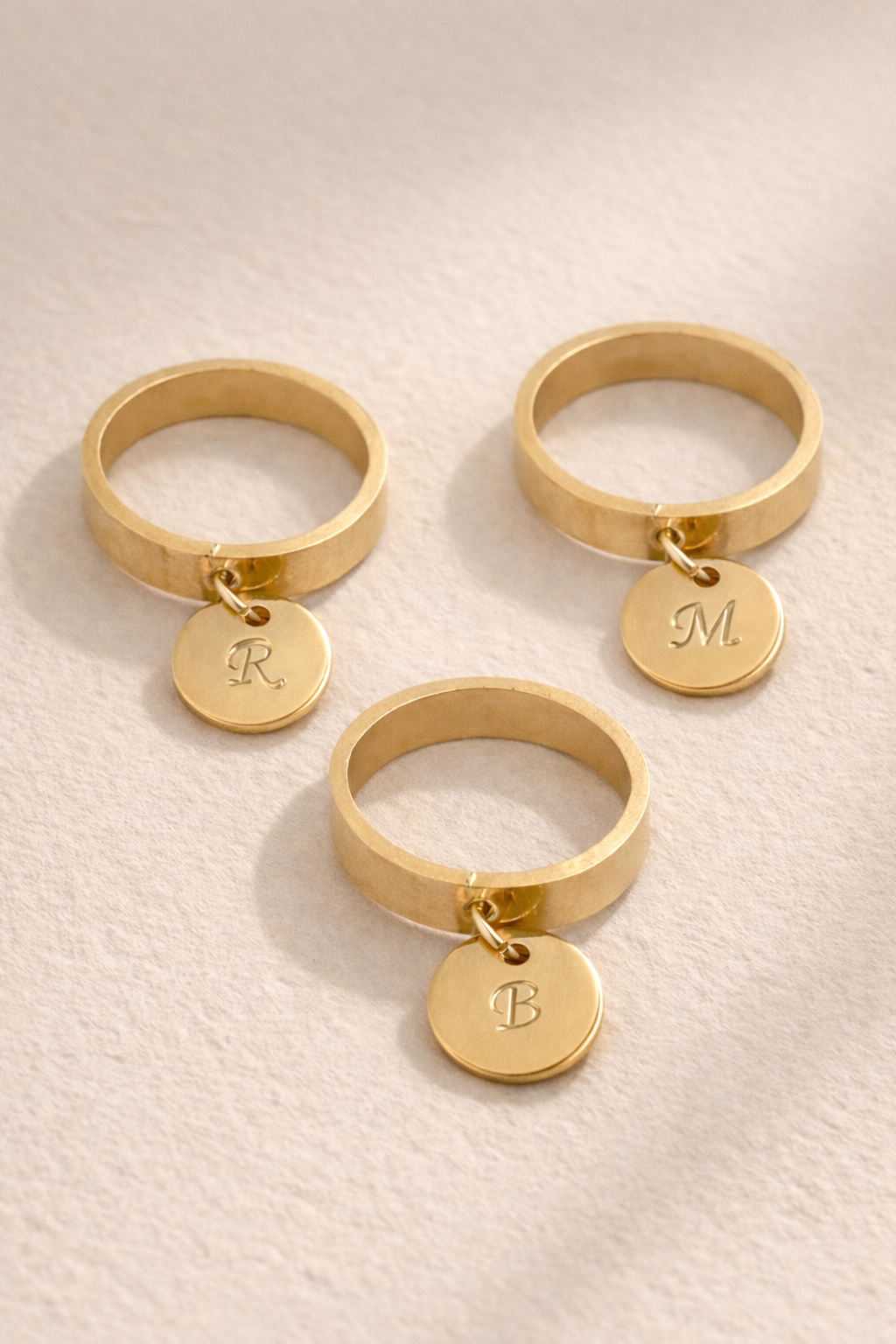 Monogram Initial Charm Ring - Gold Filled