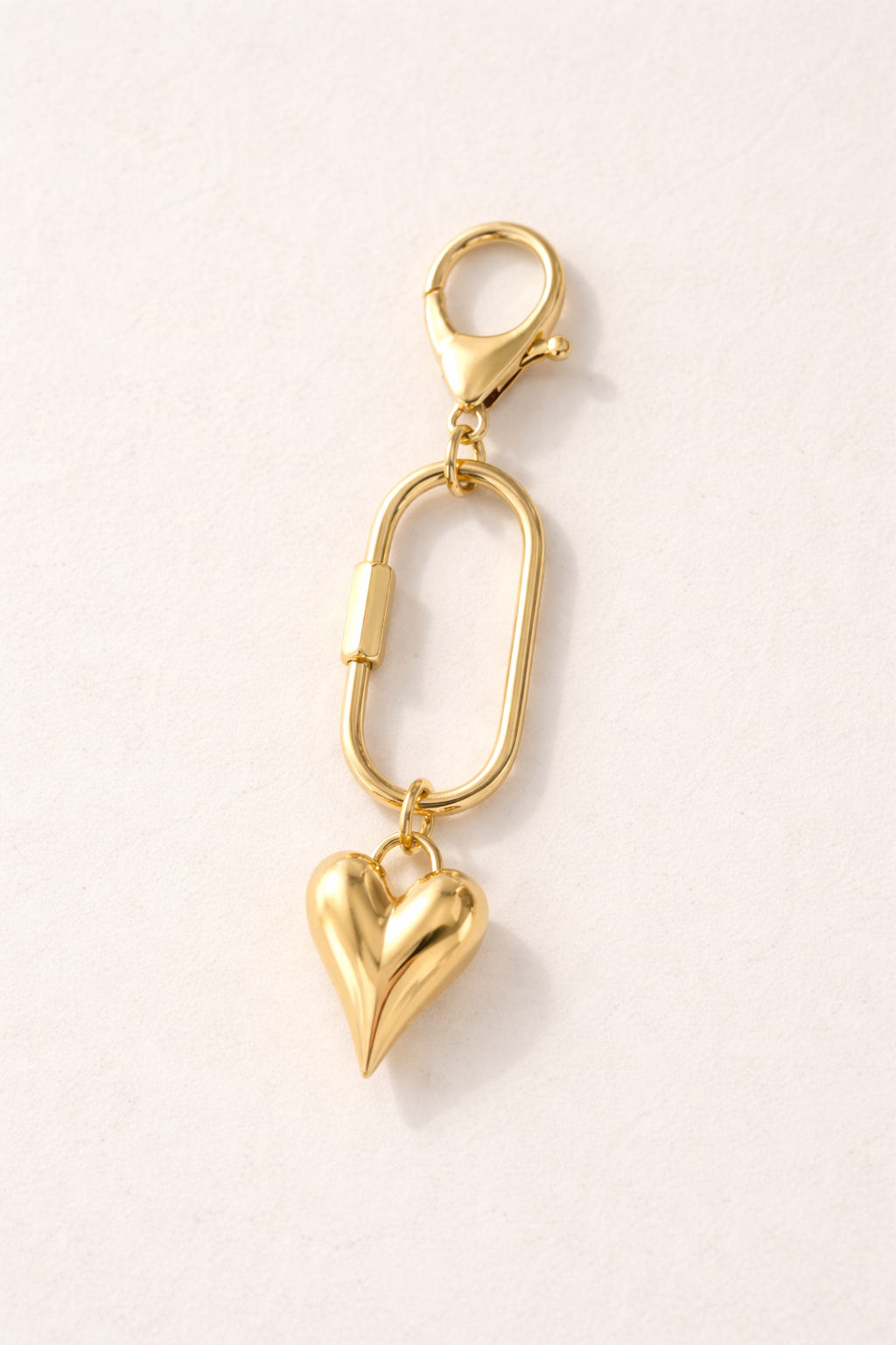 Puffy Heart Bag Charm Gold