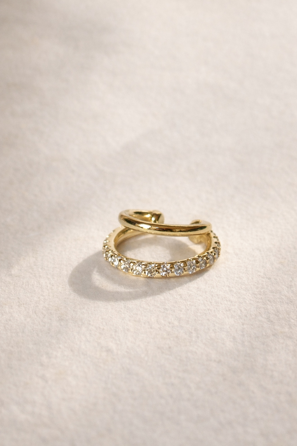 Gold double ear cuff with pave´crystal stones