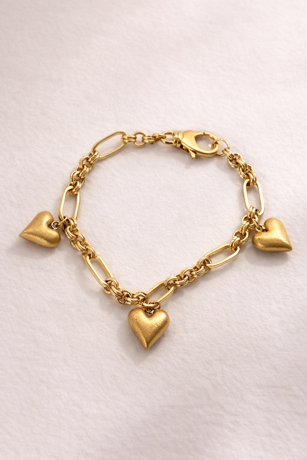 Textured Hearts Charm Bracelet