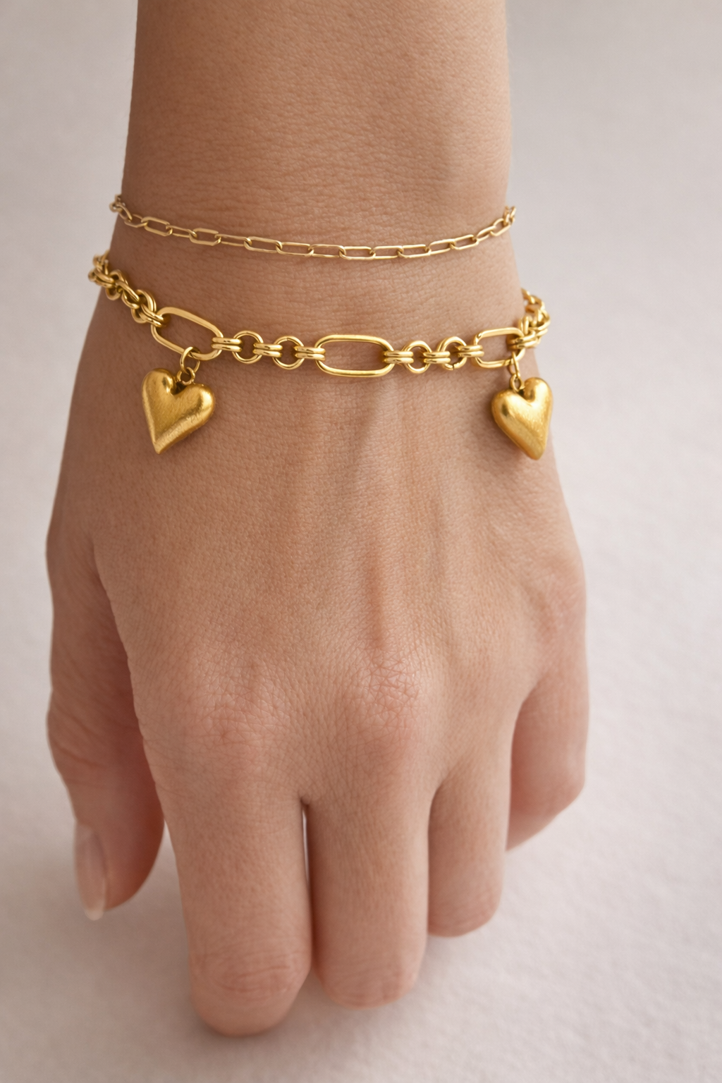 Textured Hearts Charm Bracelet