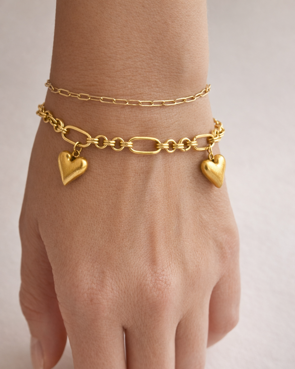 Textured Hearts Charm Bracelet