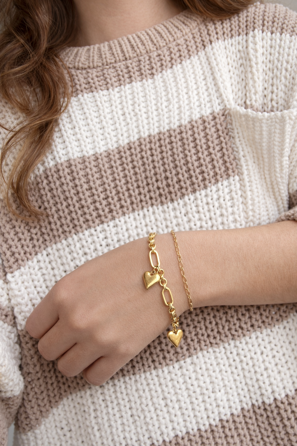 Textured Hearts Charm Bracelet