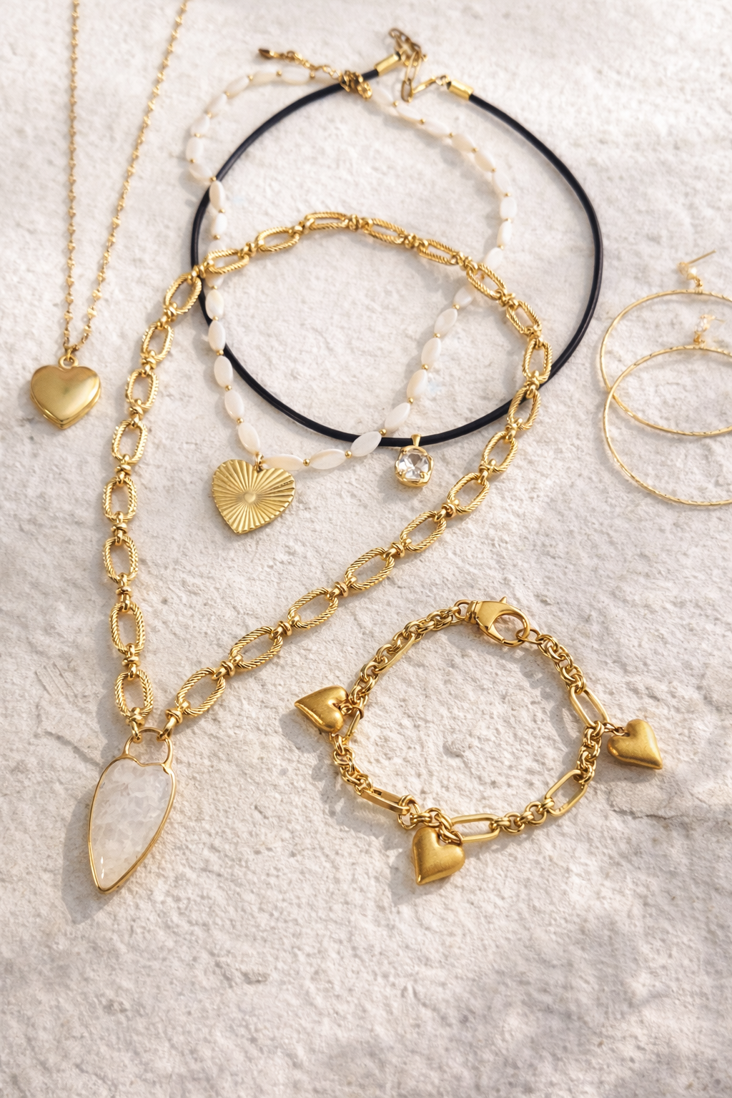 Quartz Heart Padlock Statement Necklace