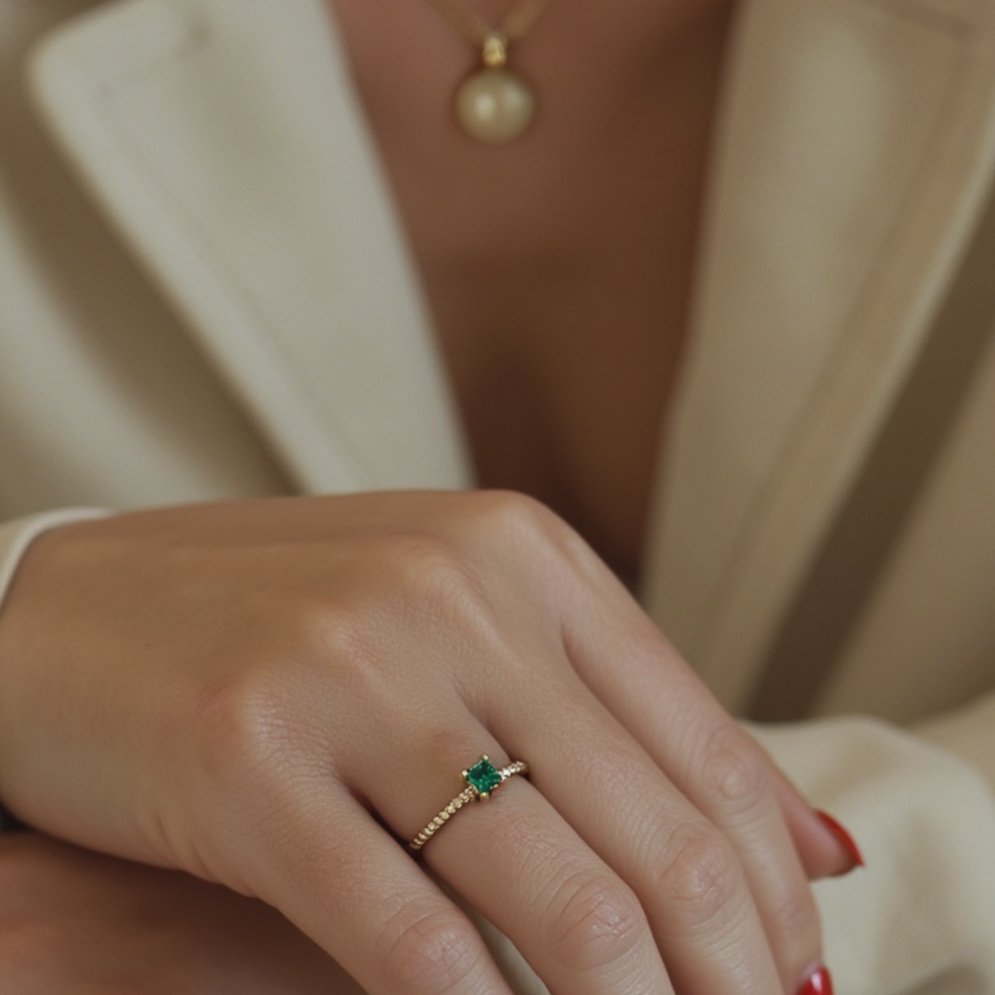 Dainty Emerald Stacking Ring