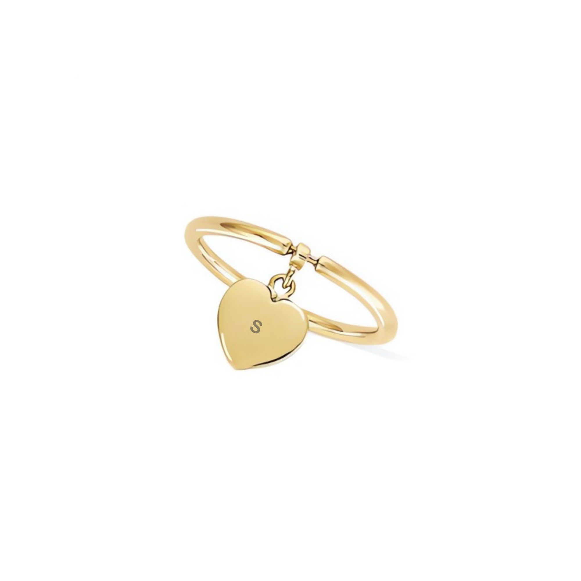 Heart Charm Initial Ring