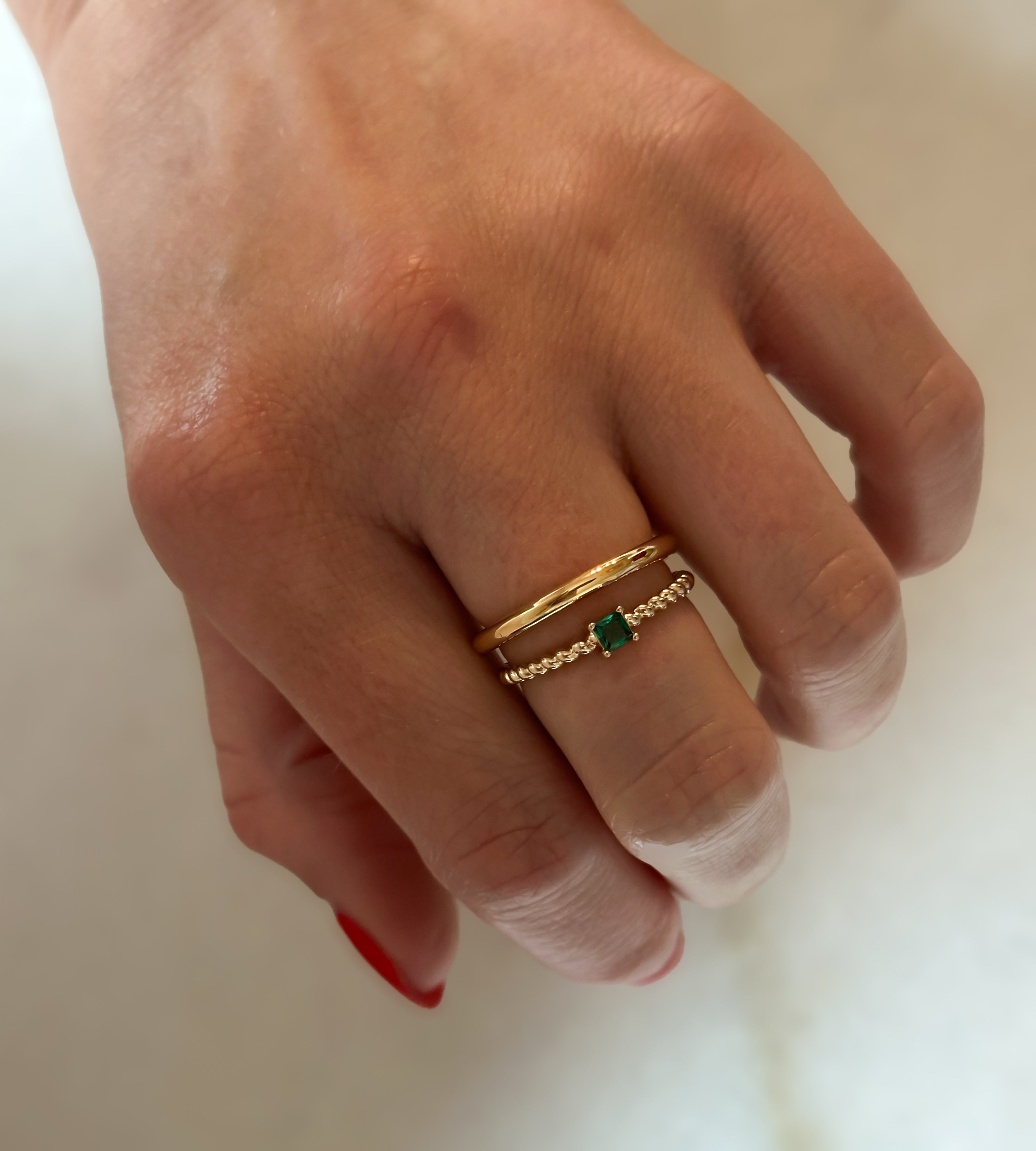 Dainty Emerald Stacking Ring