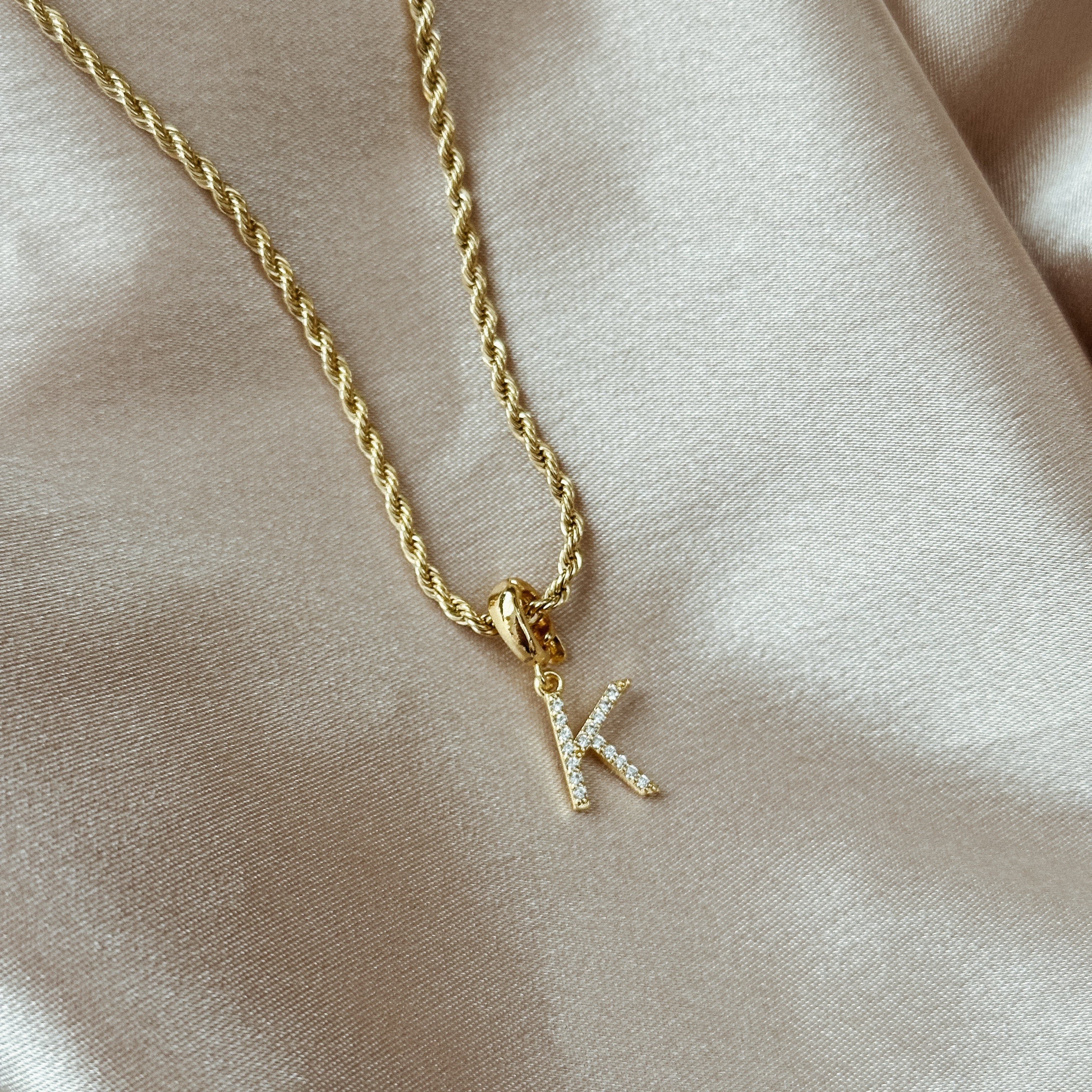 Pave´ Initial Charm Necklace