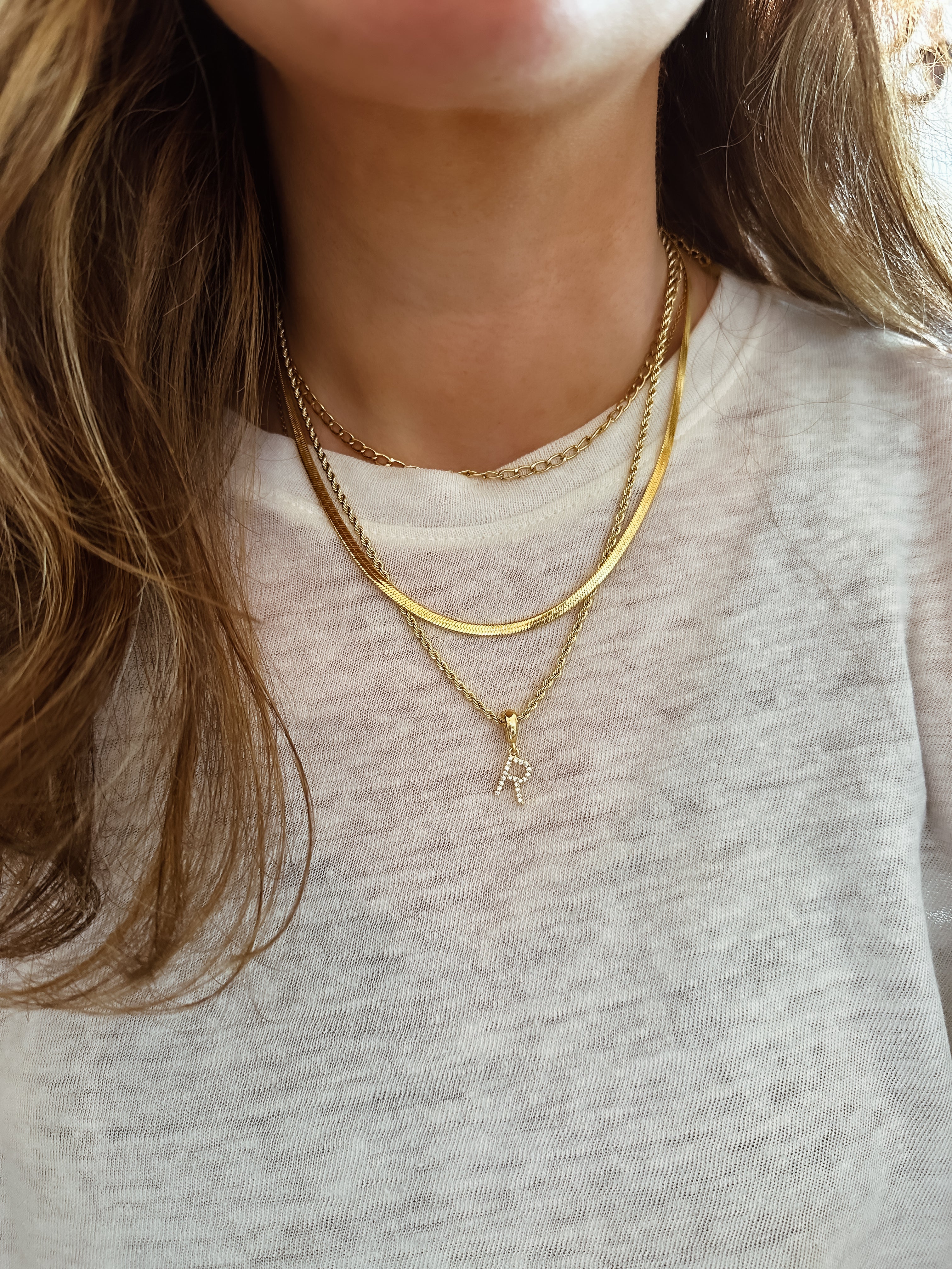 Pave´ Initial Charm Necklace