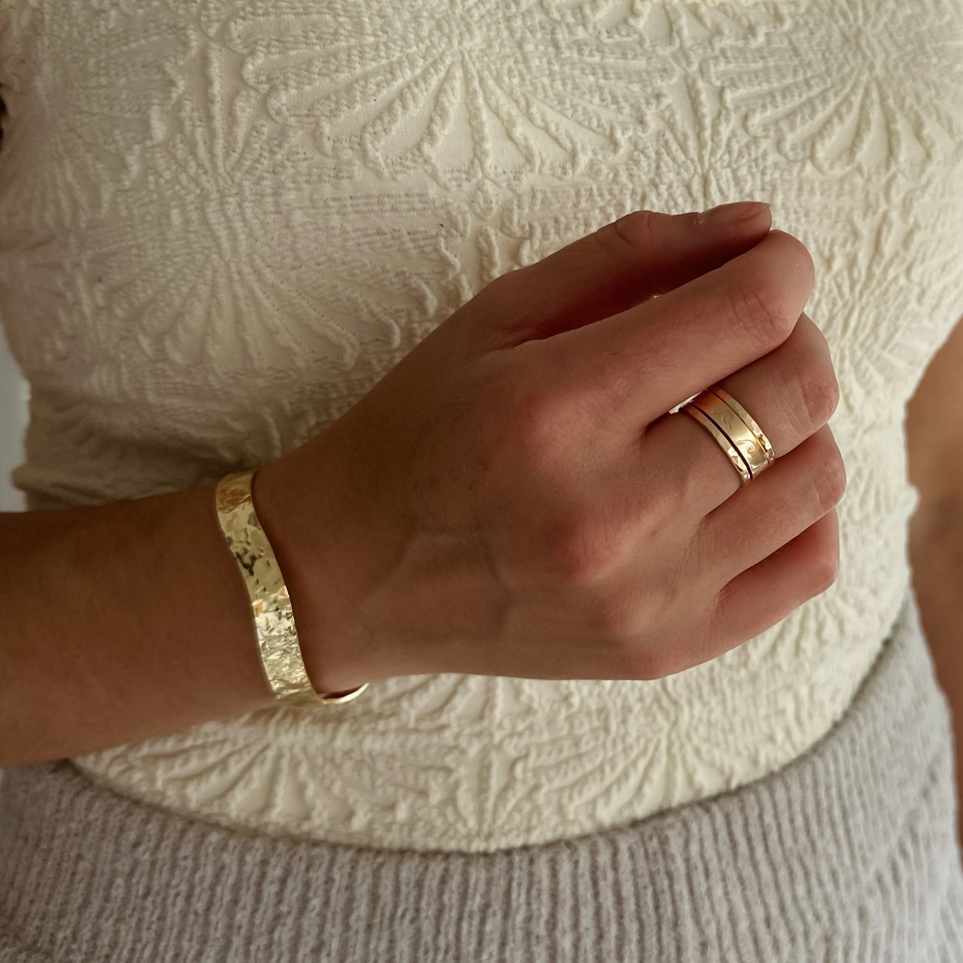 Hammered Wave Cuff Bracelet