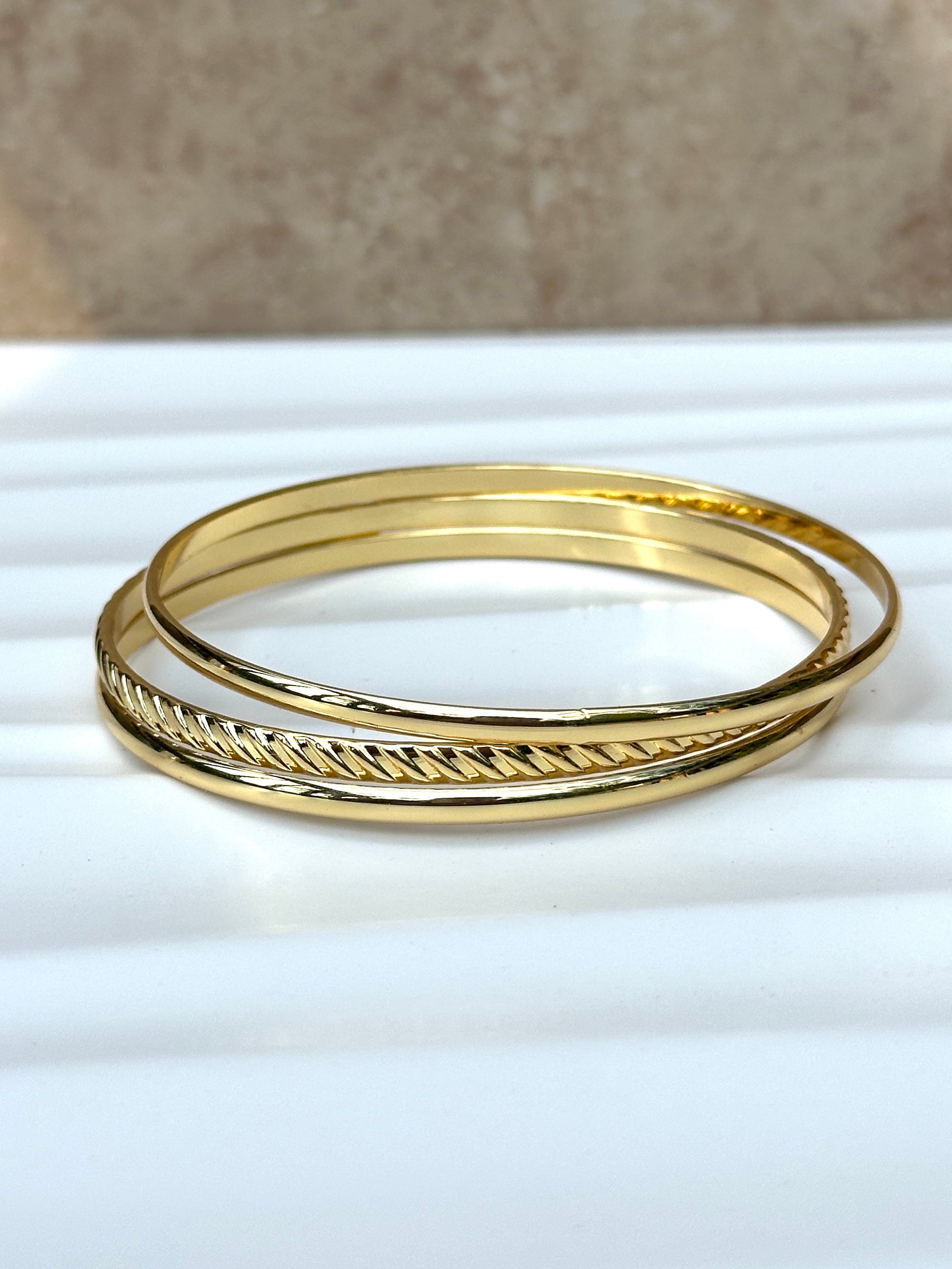 Gold 3 Bangle Set