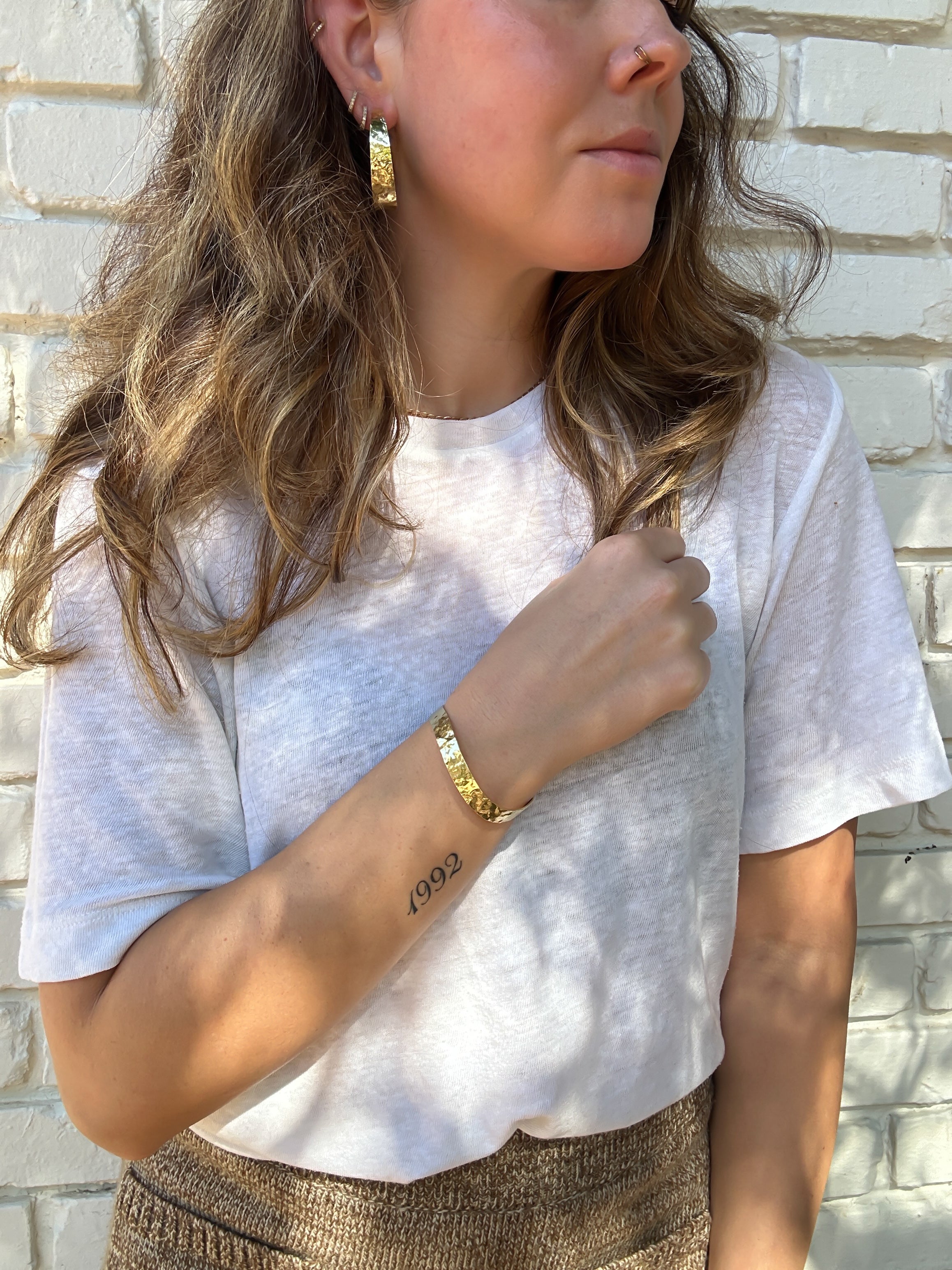 Hammered Cuff & Hoops Set