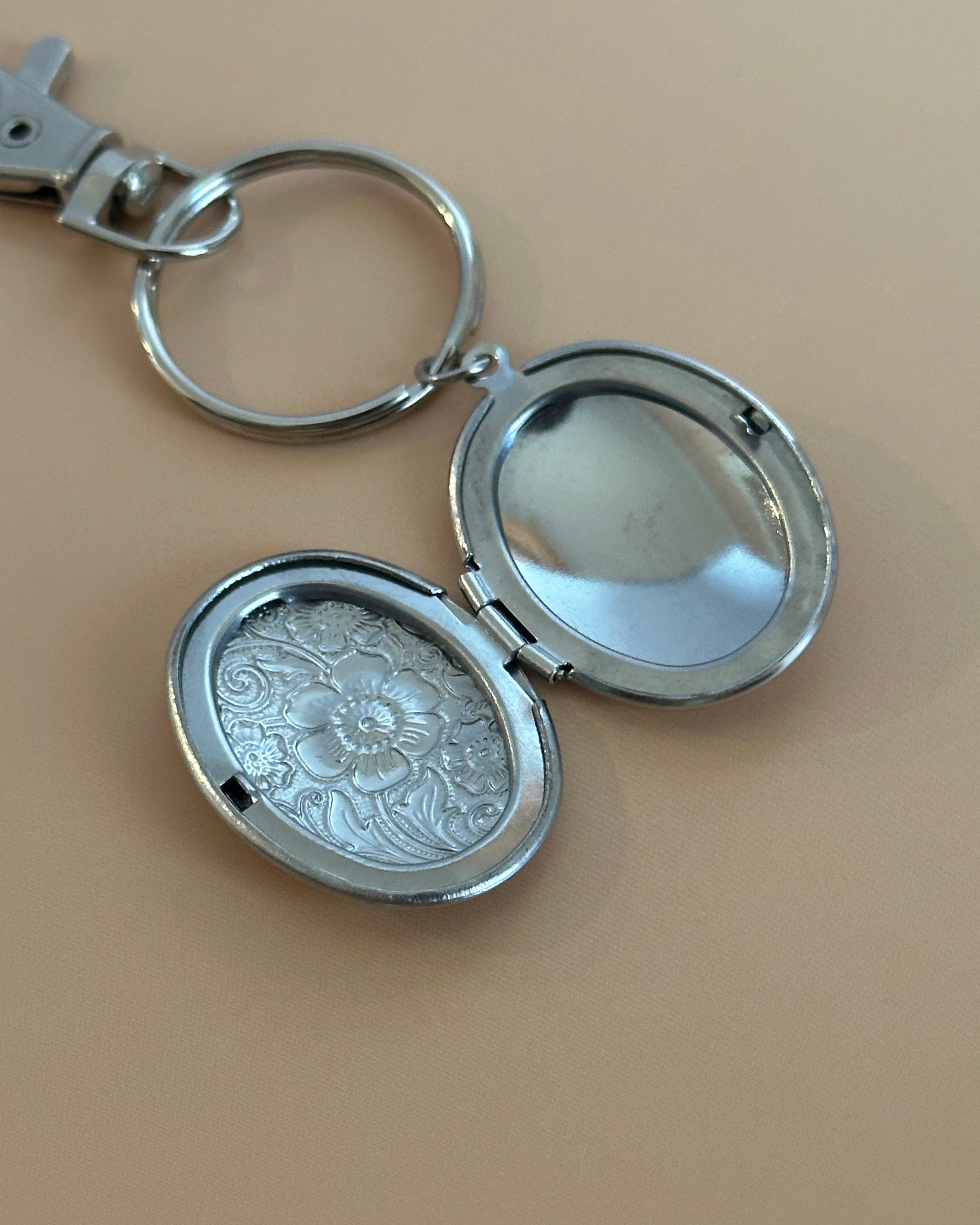 Floral Locket Bag Charm Key Chain