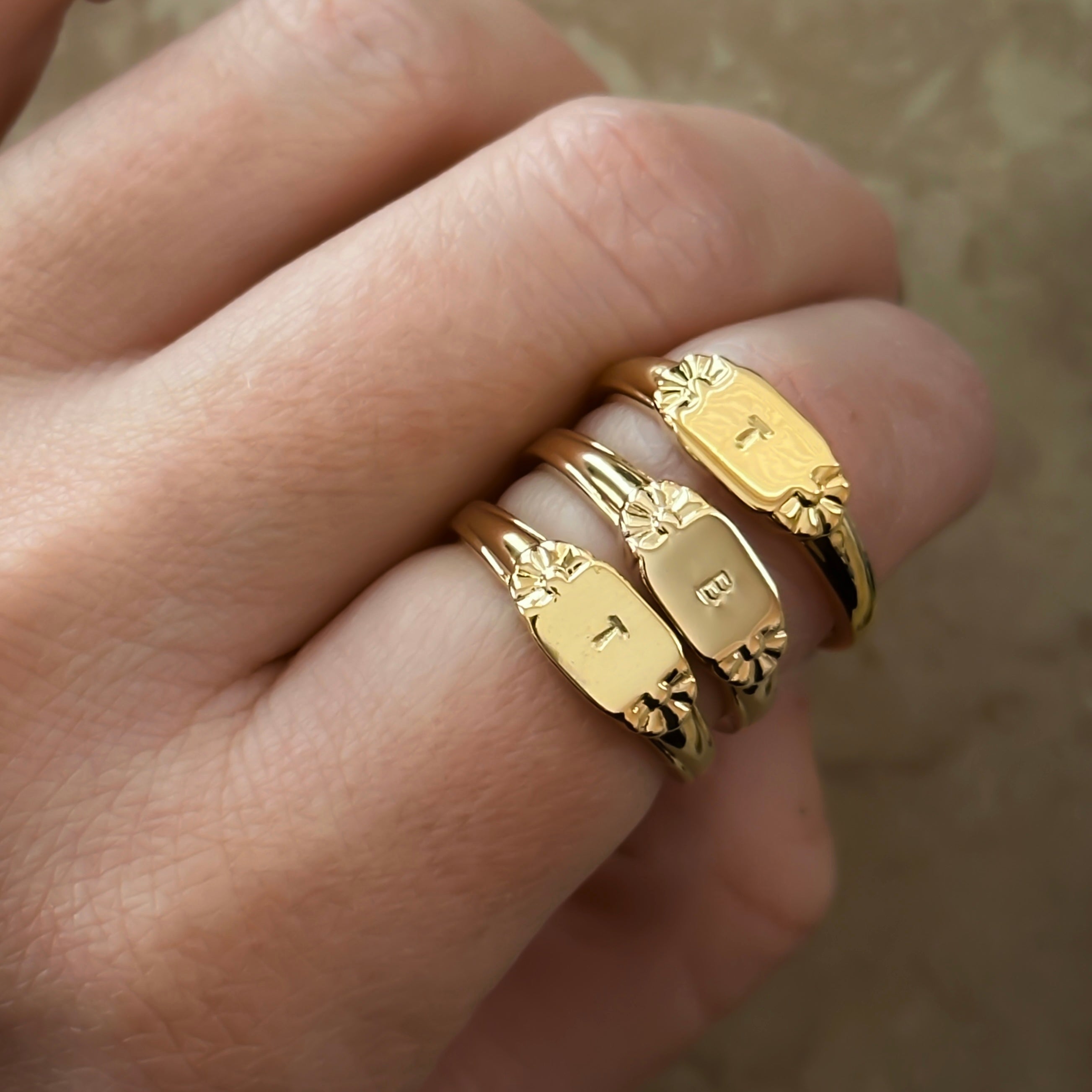 Flora Initial Signet Ring