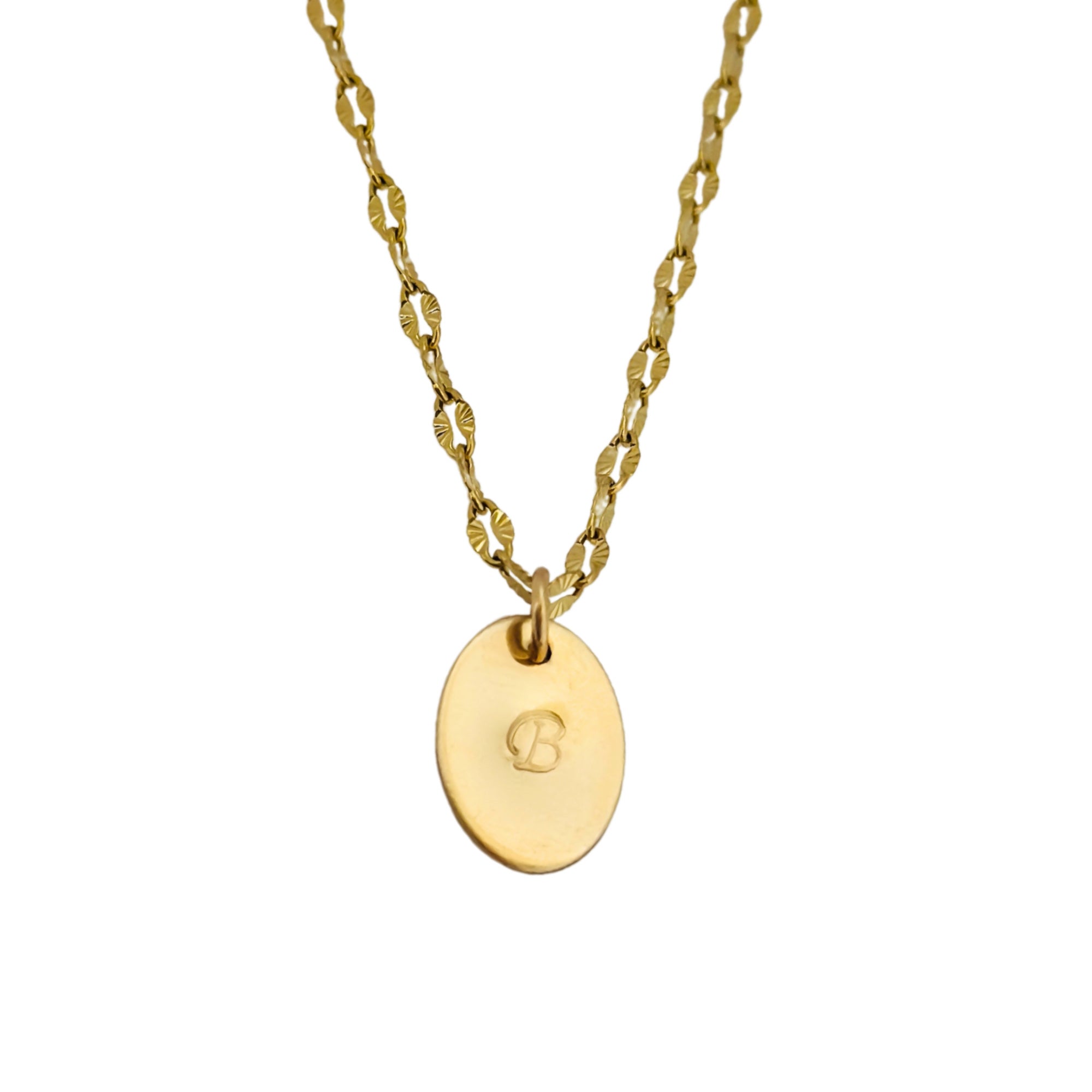 Oval Initial Pendant Necklace GF