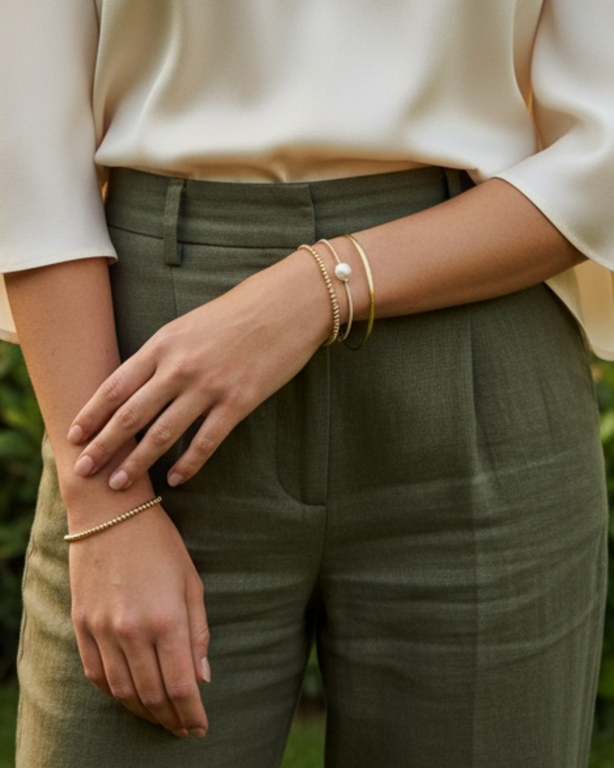 Pearl Bangle Stack Set