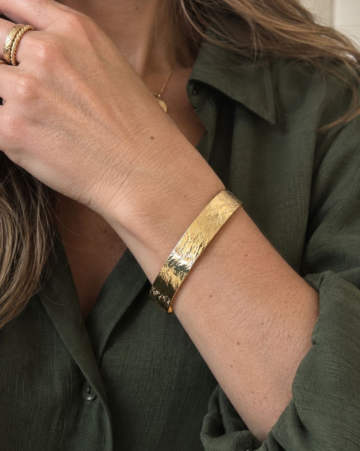 Bold Hammered Cuff Bracelet