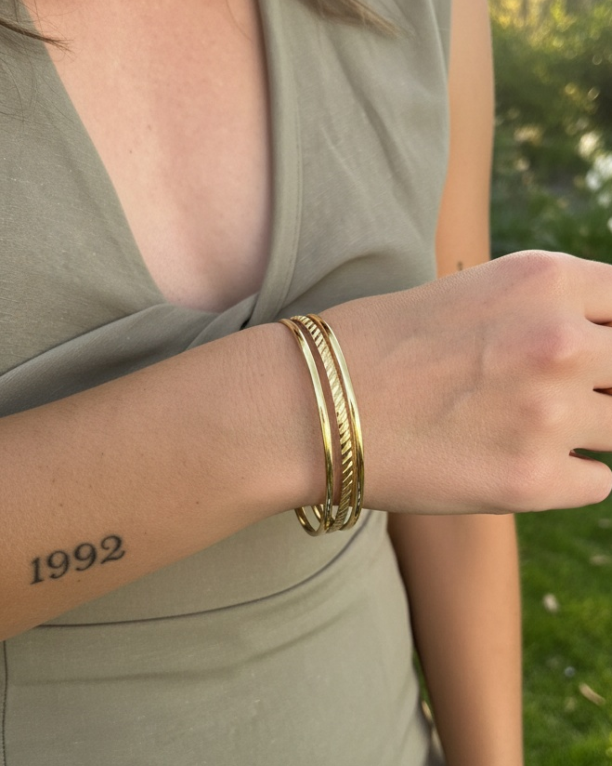 Gold 3 Bangle Set