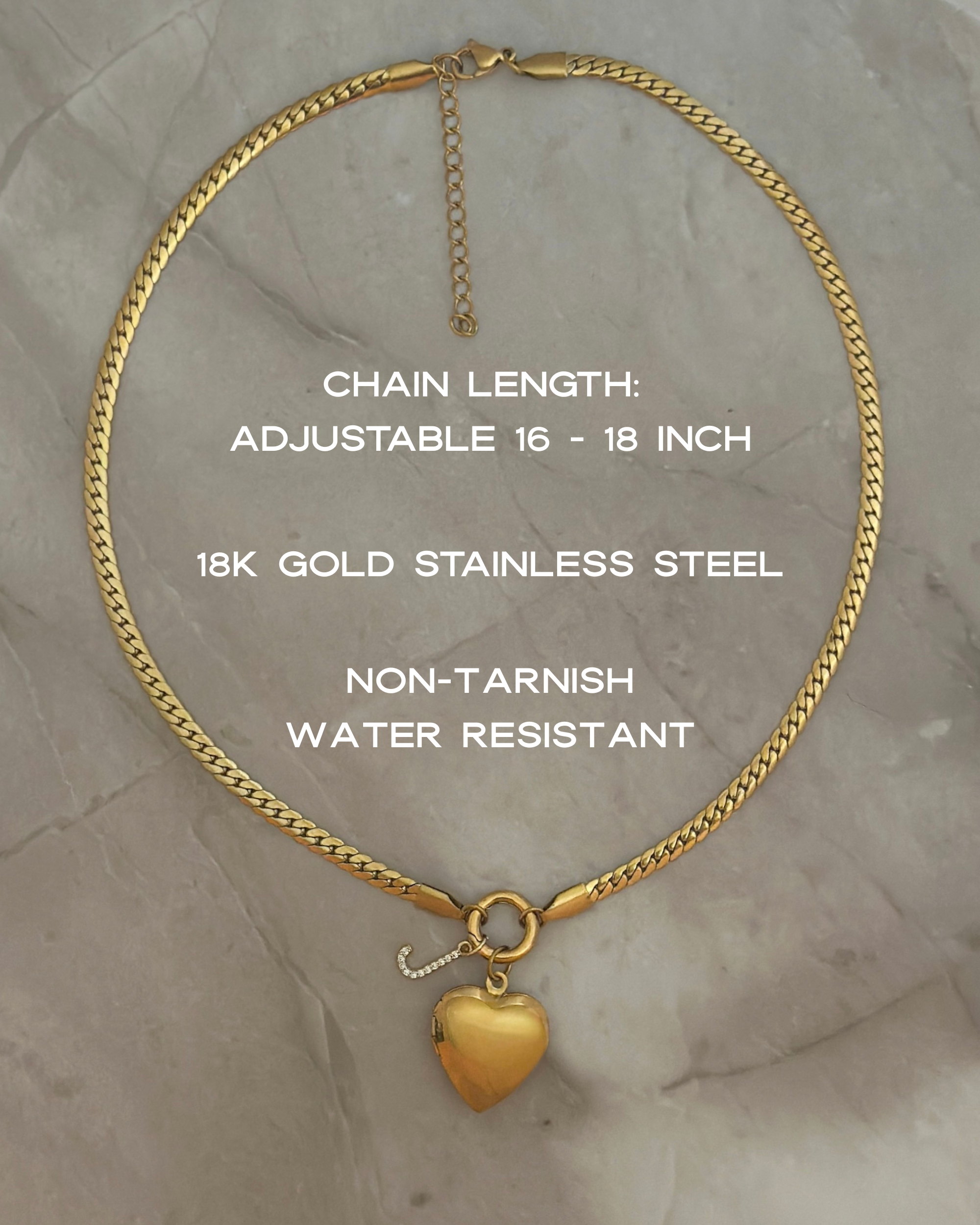 Initial Heart Locket Charm Necklace