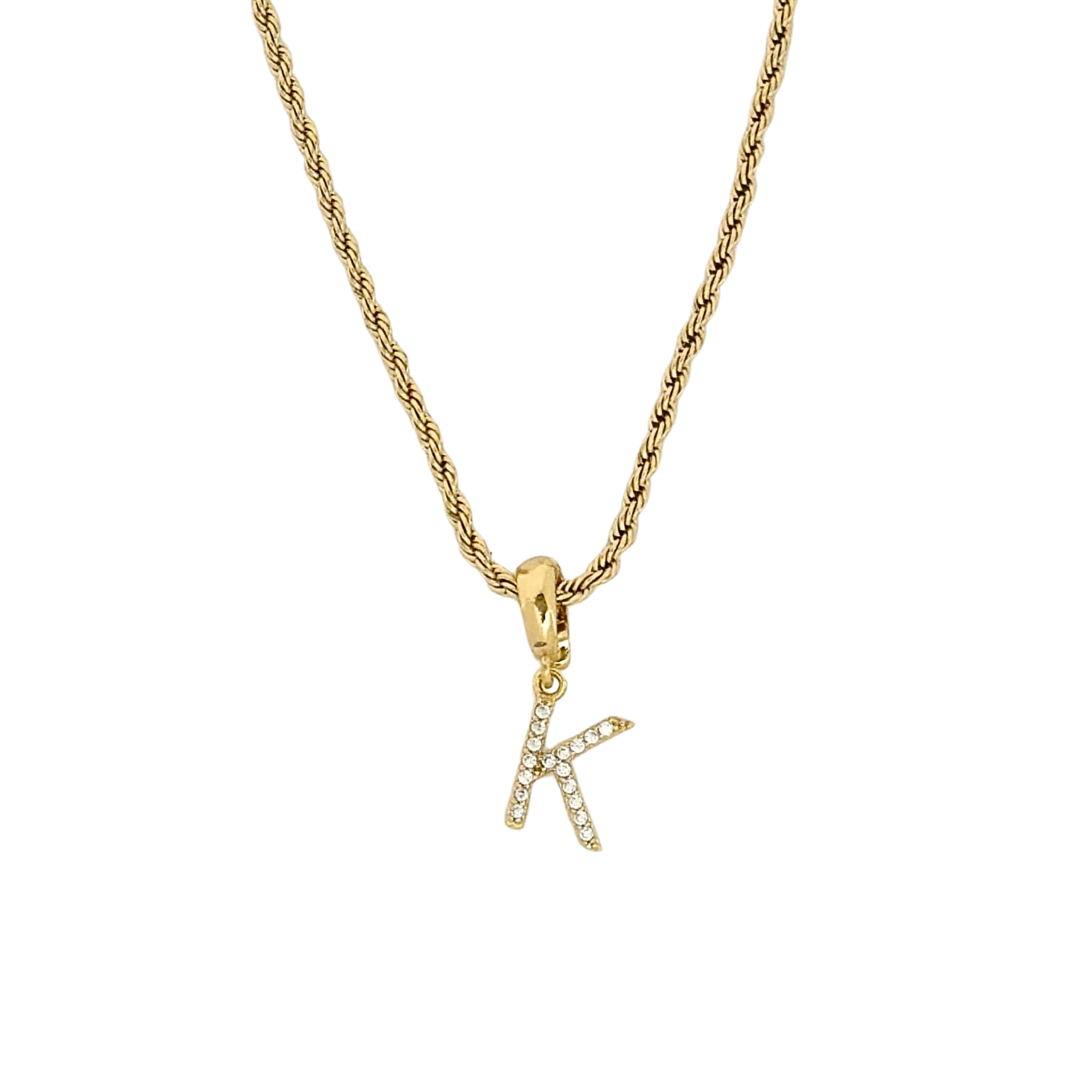 Pave´ Initial Charm Necklace