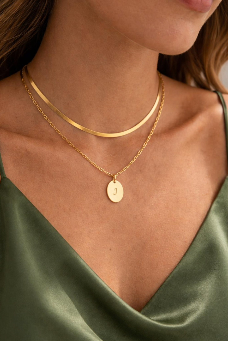 Oval Initial Pendant Necklace GF – Rune and Light