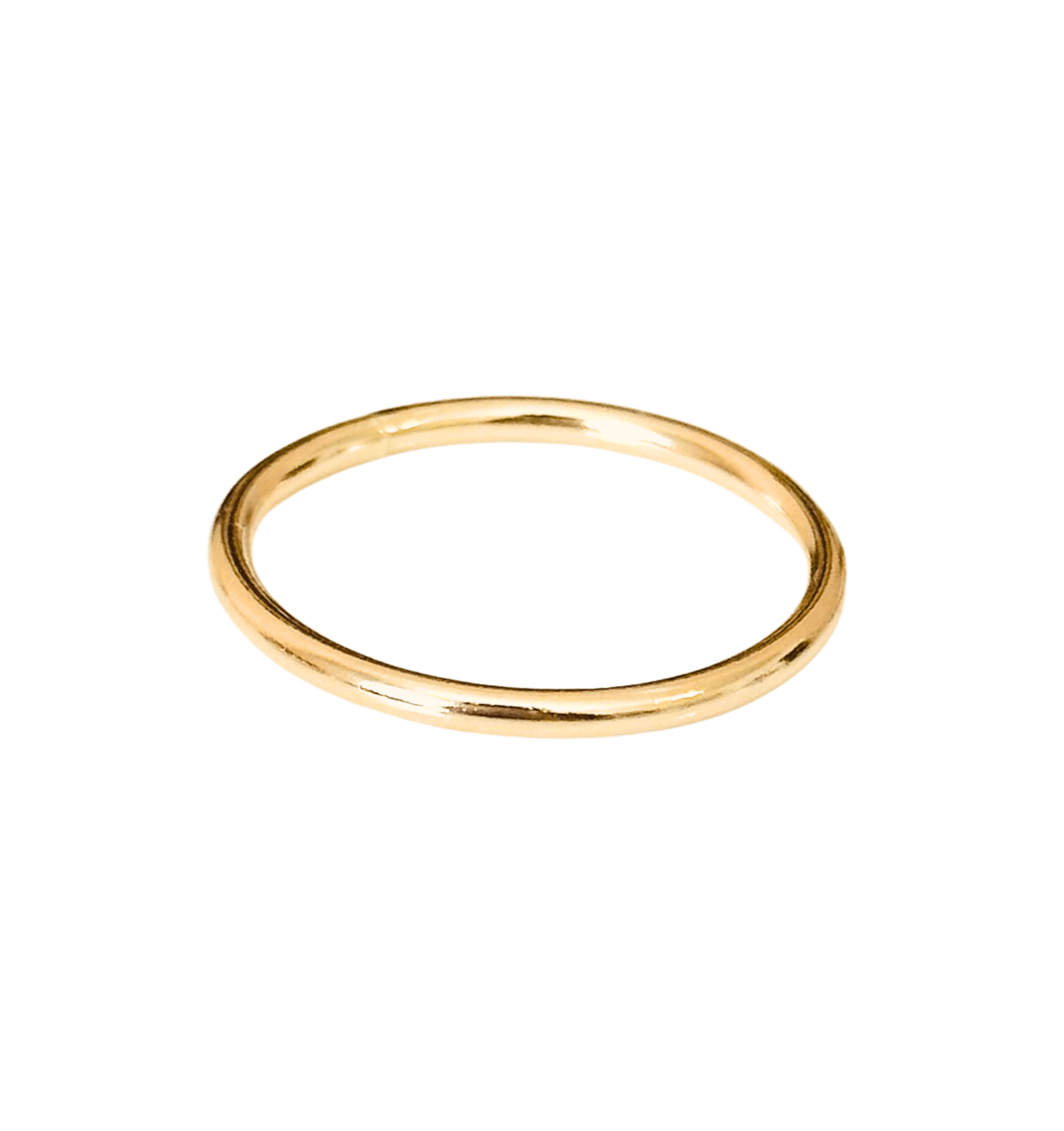 A Simple Gold Band, a thin stacker ring featuring an elegant, smooth gold band, is displayed against a white background.