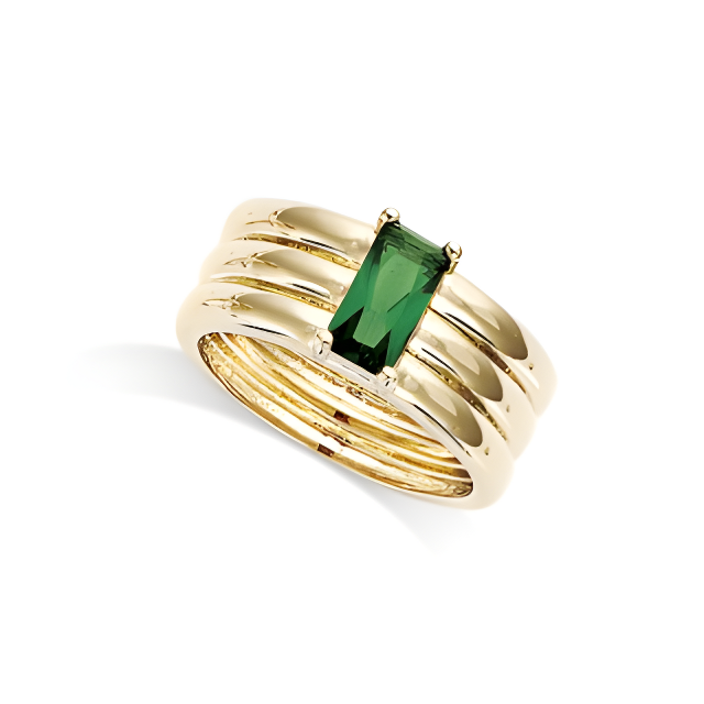 Triple Band Emerald Ring