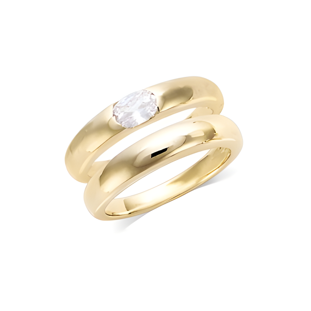 Double Band Gold Ring Set
