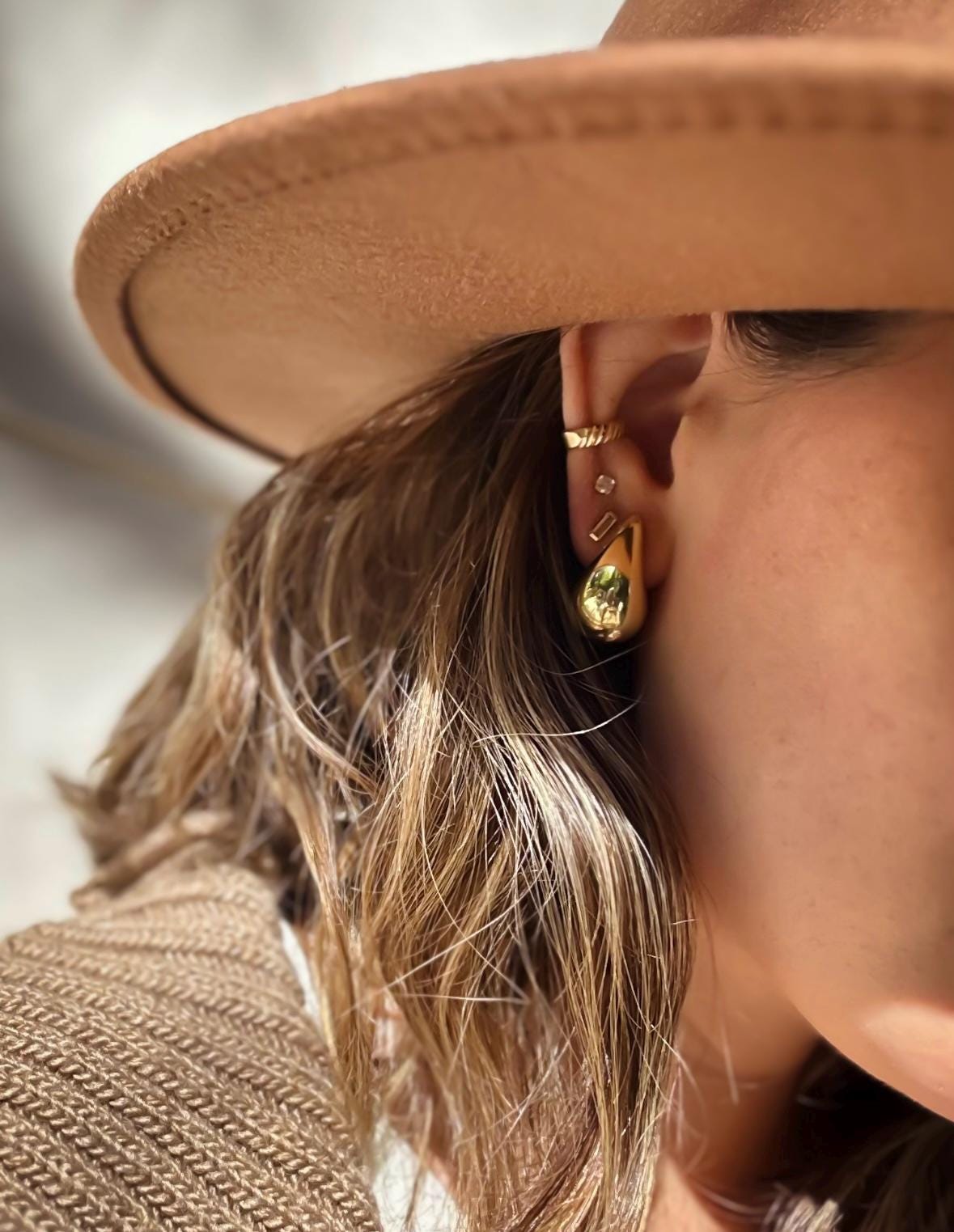 Modern Fashion Collection Gold Ear Cuff Set Waterproof Design Adjustable Size Range Beautiful Edge Detail Minimalist Style Non Pierced Set of 2 Daily Wear Jewelry Perfect Gift Choice Elegant Accessory Piece