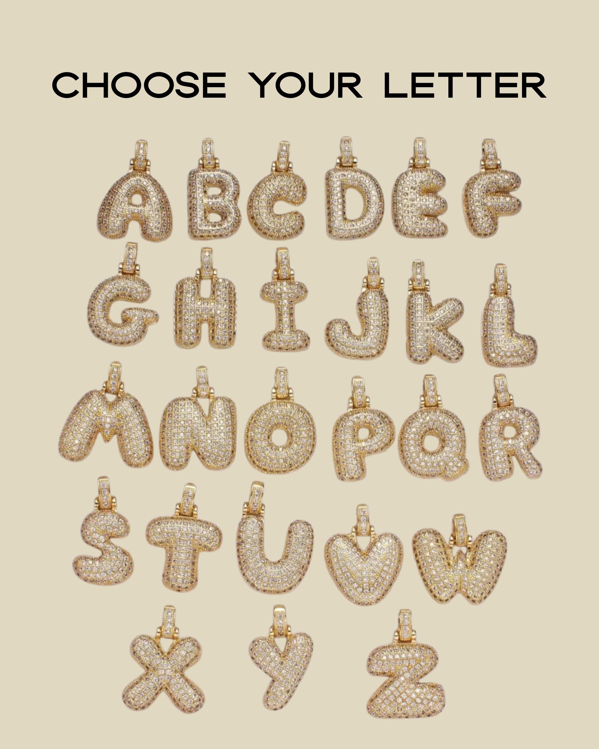 Crystal Letter Charm Bag Accessory Gold Chain Initial Pendant Personalized Keychain Luxury Monogram Customized Gift Elegant Purse Decoration