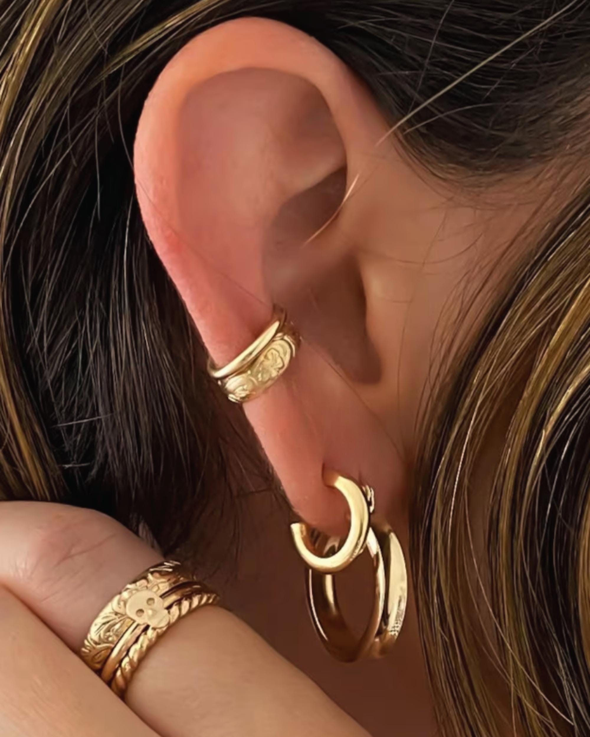 Gold Fill Ear Cuffs Set Conch Ear Cuff No Piercing Required Fake Conch Earring Non Pierced Ear Design Elegant Ear Cuff Earring Gift Idea Her