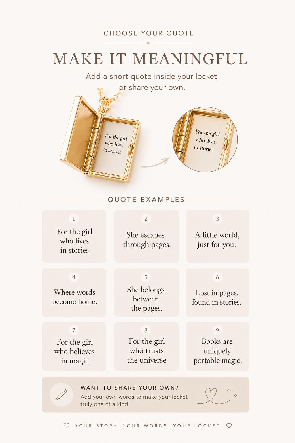 Book Lover Locket Necklace Celestial Book Pendant Gold Secret Quote Jewelry Reader Gift for Her Literary Necklace Aesthetic