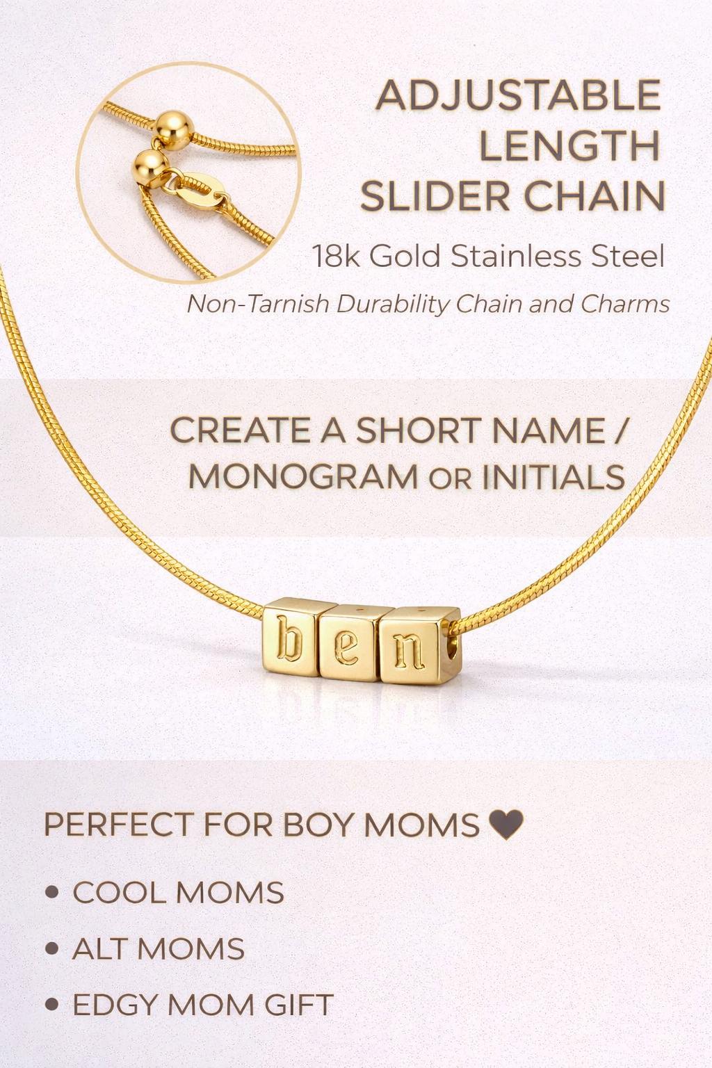 Edgy Boy Mom Name Necklace, Gothic Font Personalized Jewelry, Custom Kids Name Necklace, Alt Mom Gift, Grunge Style Jewelry
