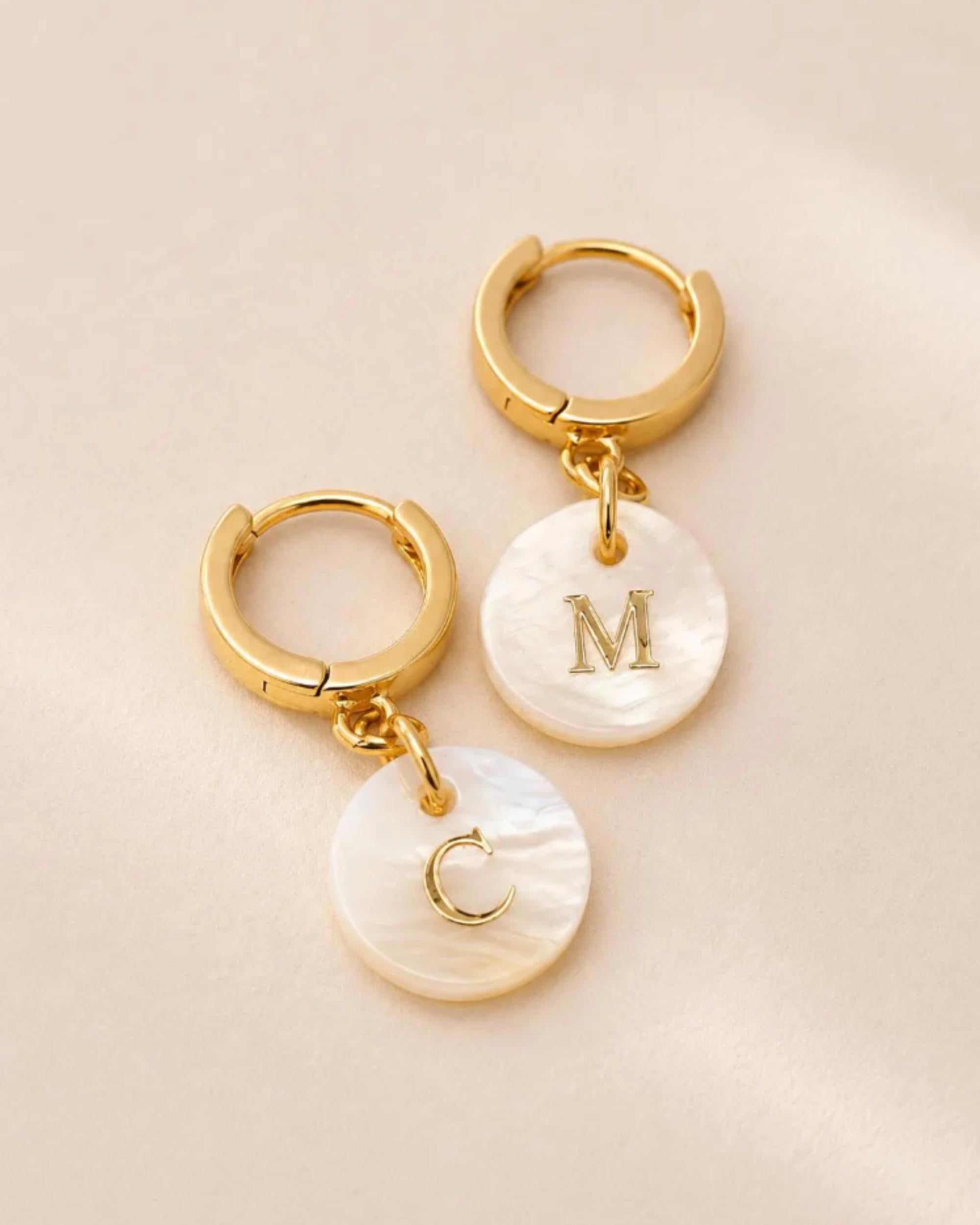 Pearl Initial Earrings for Bridesmaids, Personalized Bridal Party Jewelry, Gold Hoop Letter Earrings, Bridesmaid Proposal Gift