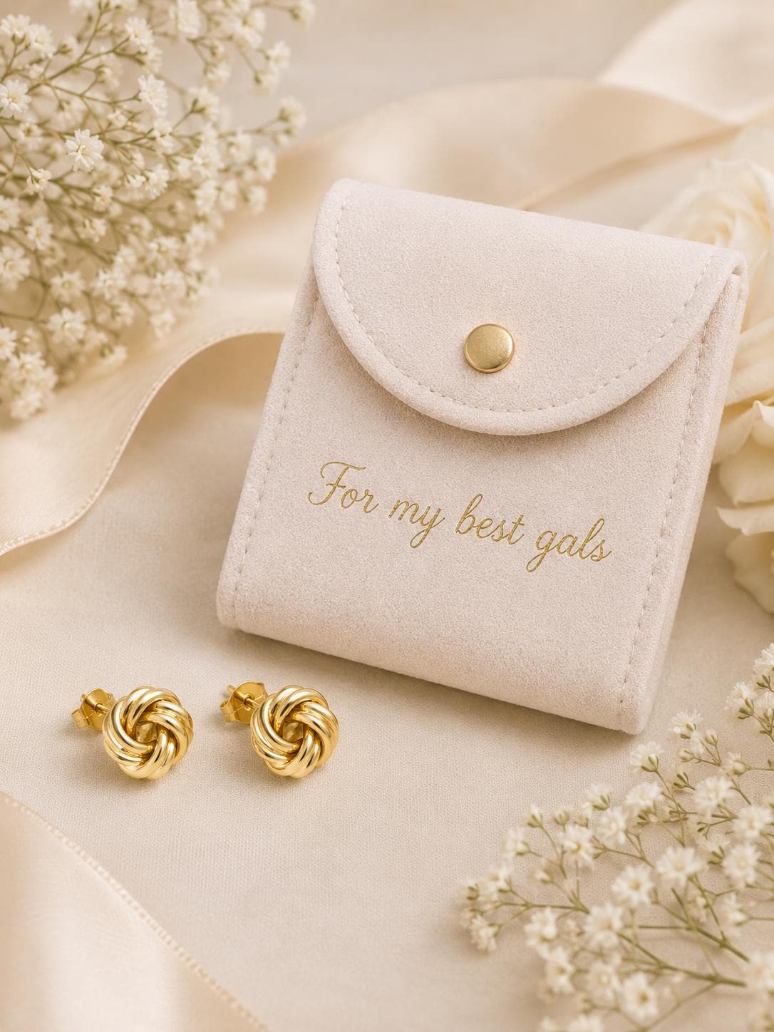 Bridesmaid Knot Earrings, Gold Studs for Bridal Party, Maid of Honor Jewelry, Wedding Day Gift for Bridesmaids