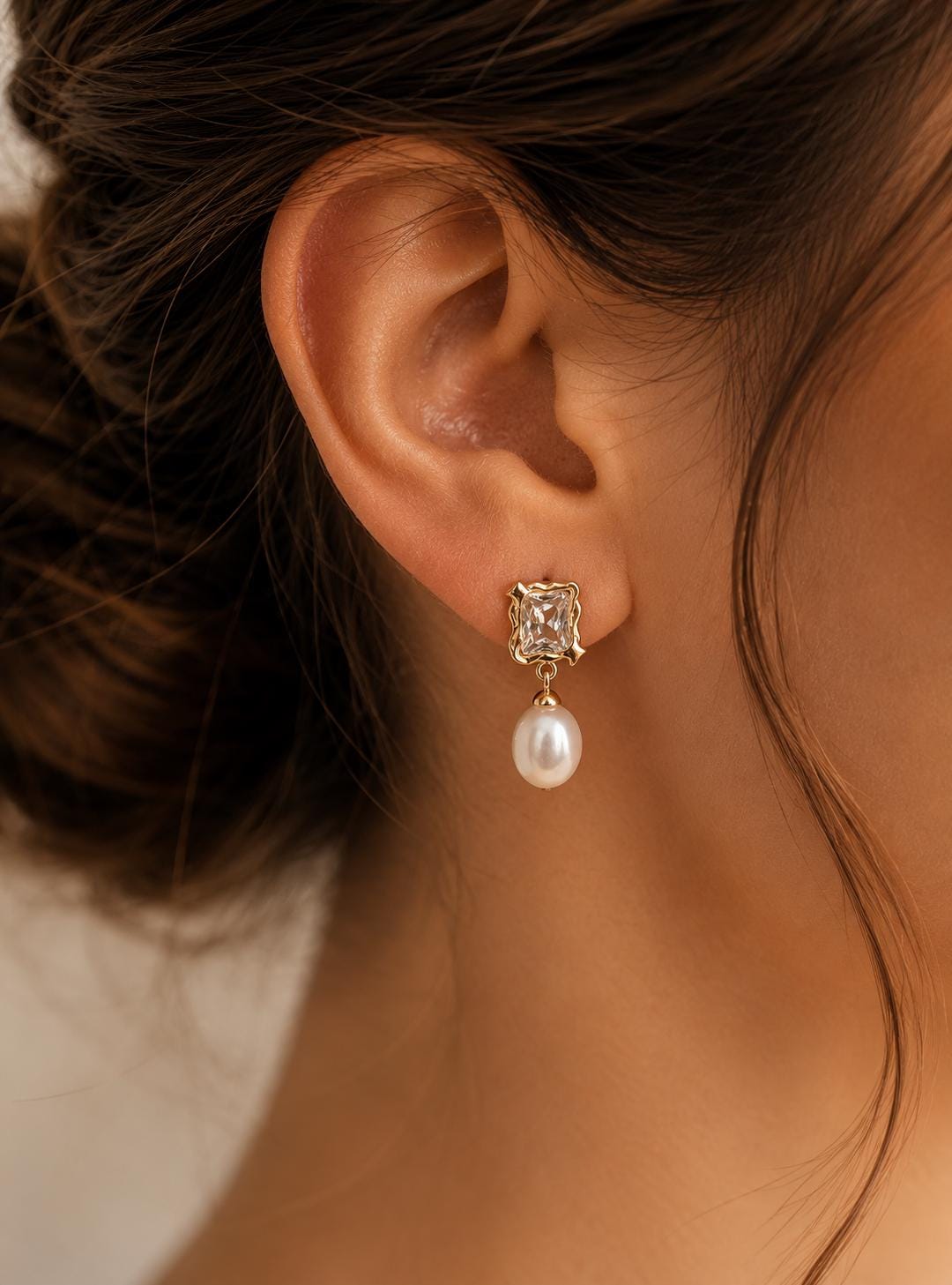 Bridal Earrings Wedding Jewelry Bride Gift Vintage Style Pearl Drop Earring Gold Vermeil Keepsake Bridesmaid Formal Event Crystal Accessory
