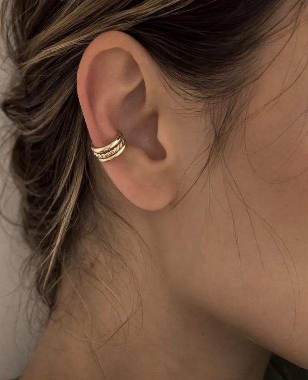 Set of 4 Ear Cuffs Stack Conch Earrings No Piercing Huggie Wire Ear Cuff Sets Non Pierced Gold Filled Never Take Off