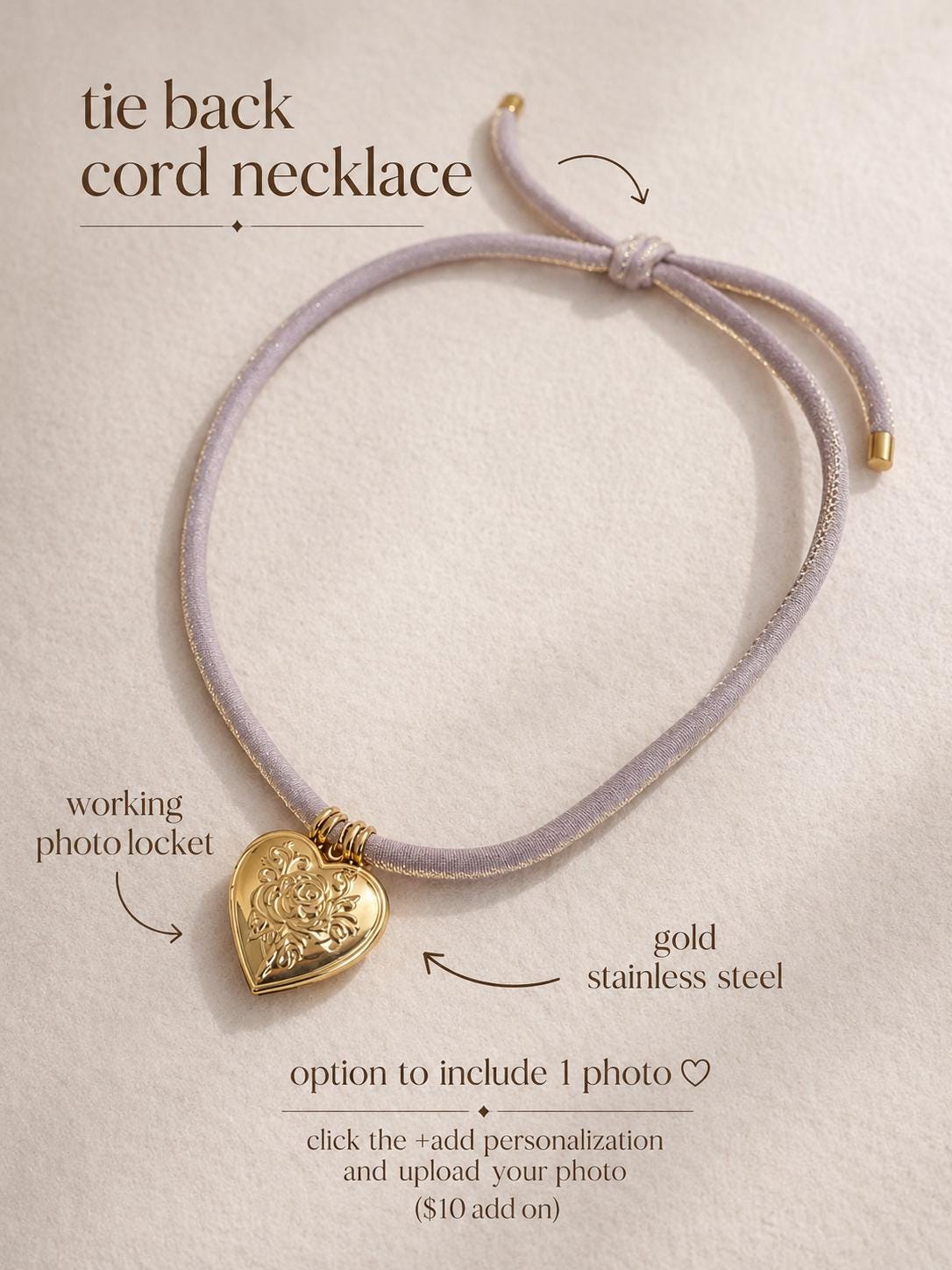 Heart Locket Necklace Photo Memory Pendant Gift Vintage Gold Engraved Floral Jewelry Keepsake Holder Romantic Boho Cord Personalized Antique