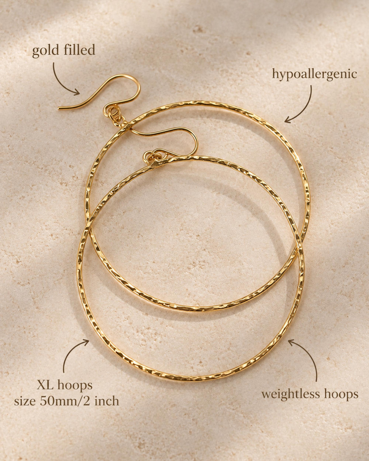 Gold Filled Hoop Earring Women Gift Birthday Jewelry Hypoallergenic Sensitive Ear Wire Lightweight Everyday Wear Accessory Handmade Twisted