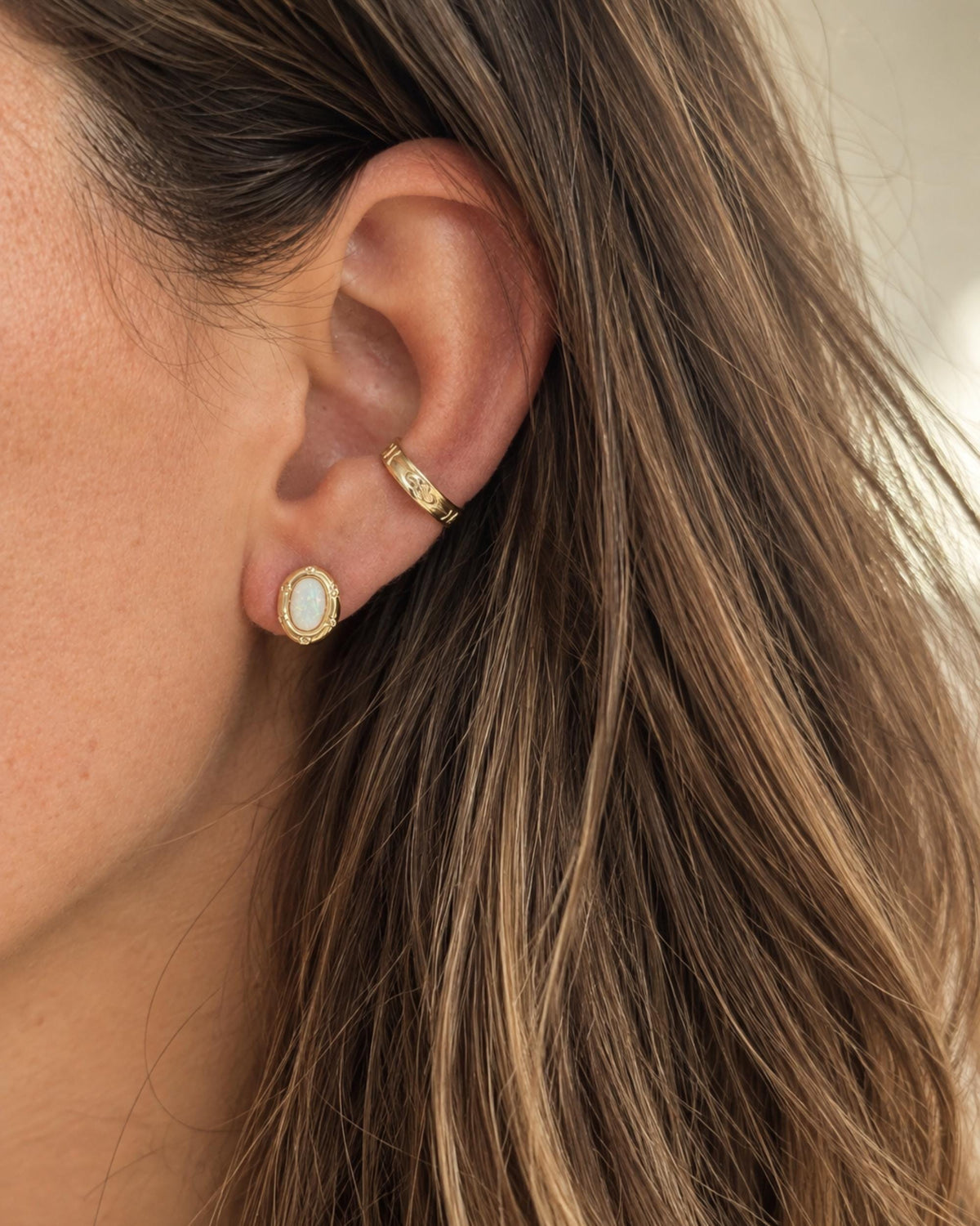 October Birthstone Gift Set Opal Jewelry Collection Gold Filled Necklace Earring Matching Design Girlfriend Birthday Present Woman Anniversary Jewelry White Gemstone Pendant Stud Combination Elegant Feminine Style Romantic Gift Her
