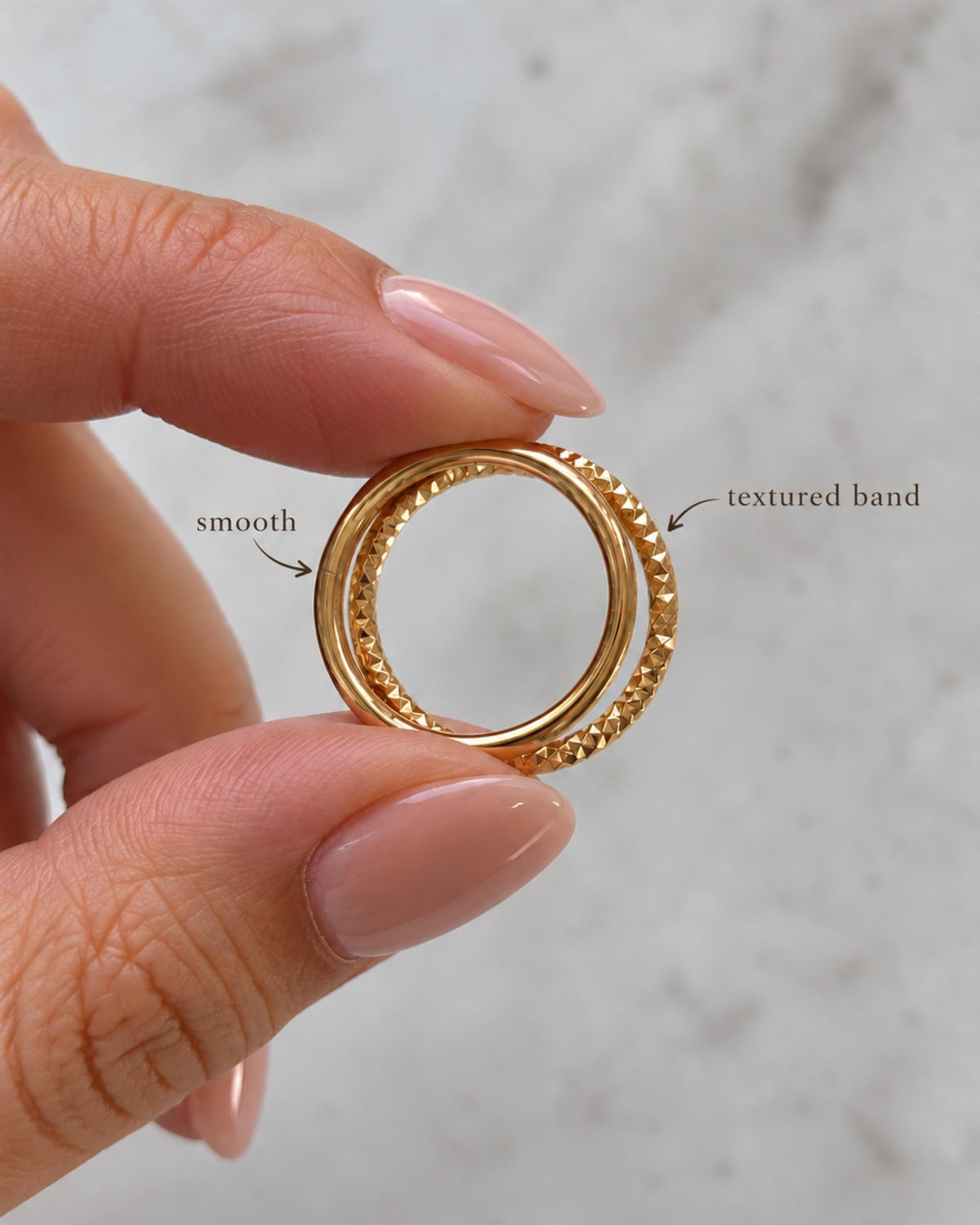 Minimalist Dainty Rings Gold Stackable Set Custom Initial Letter Band Personalized Name Engraving Everyday Wear Jewelry Essential Bridesmaid Gift Collection Simple Elegant Design Gold Filled Construction Textured Accent Band Modern Layering