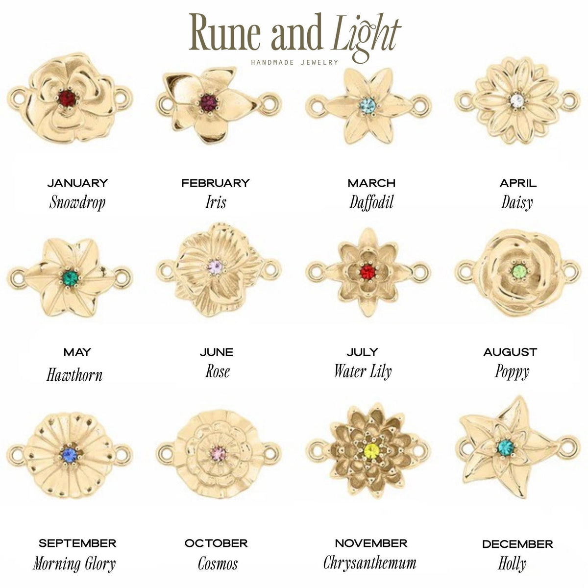 Everyday Wear Birthstone Bracelet Birth Flower Jewelry Gold Filled Chain Stainless Steel Connector Personalized Gift Waterproof Vintage Design Never Take Off Jewelry Dainty Layering Piece Botanical Flower Design Birth Month Celebration