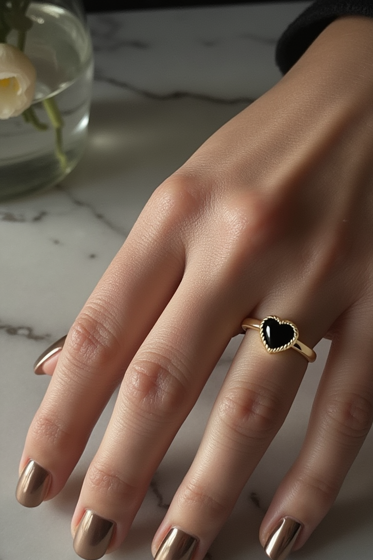 Onyx Heart Ring